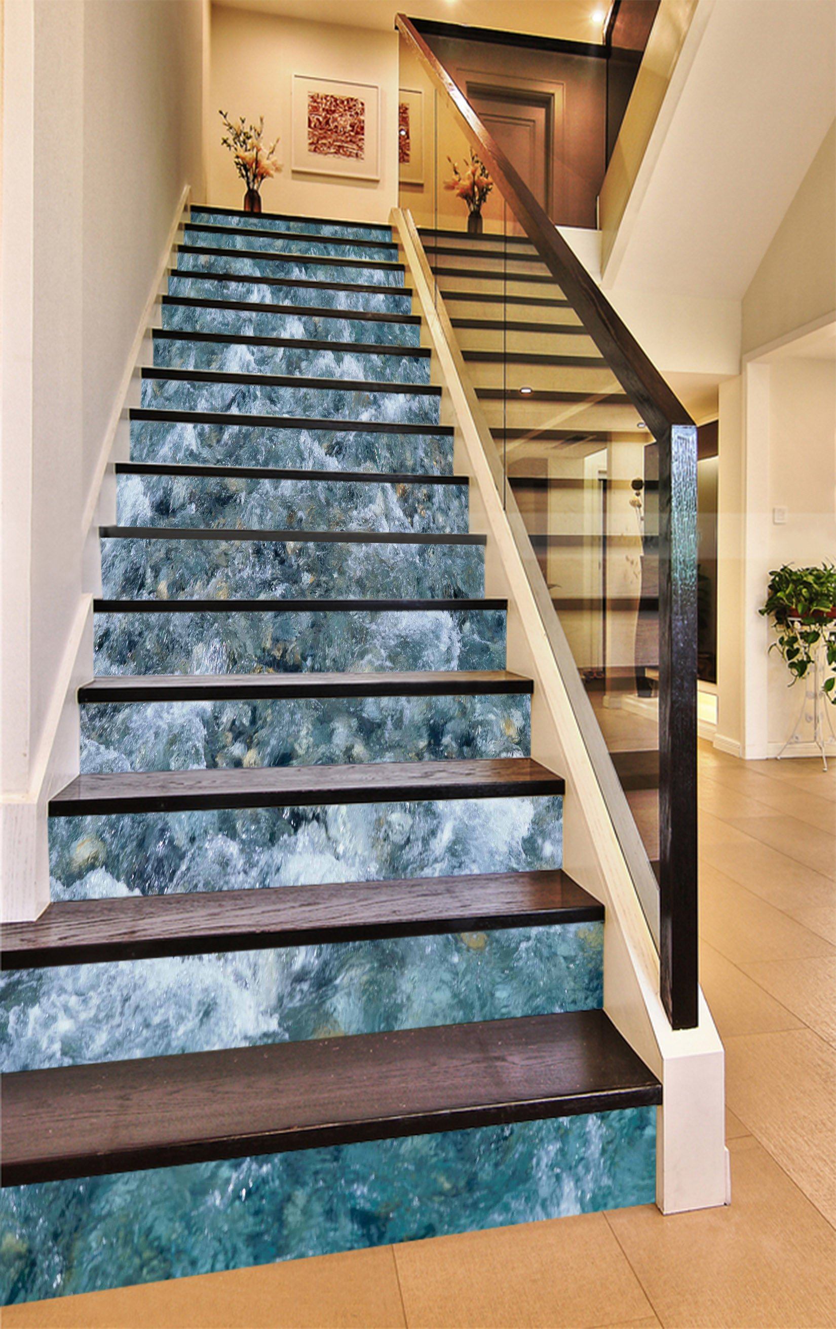 3D River Clear Water 1120 Stair Risers Wallpaper AJ Wallpaper