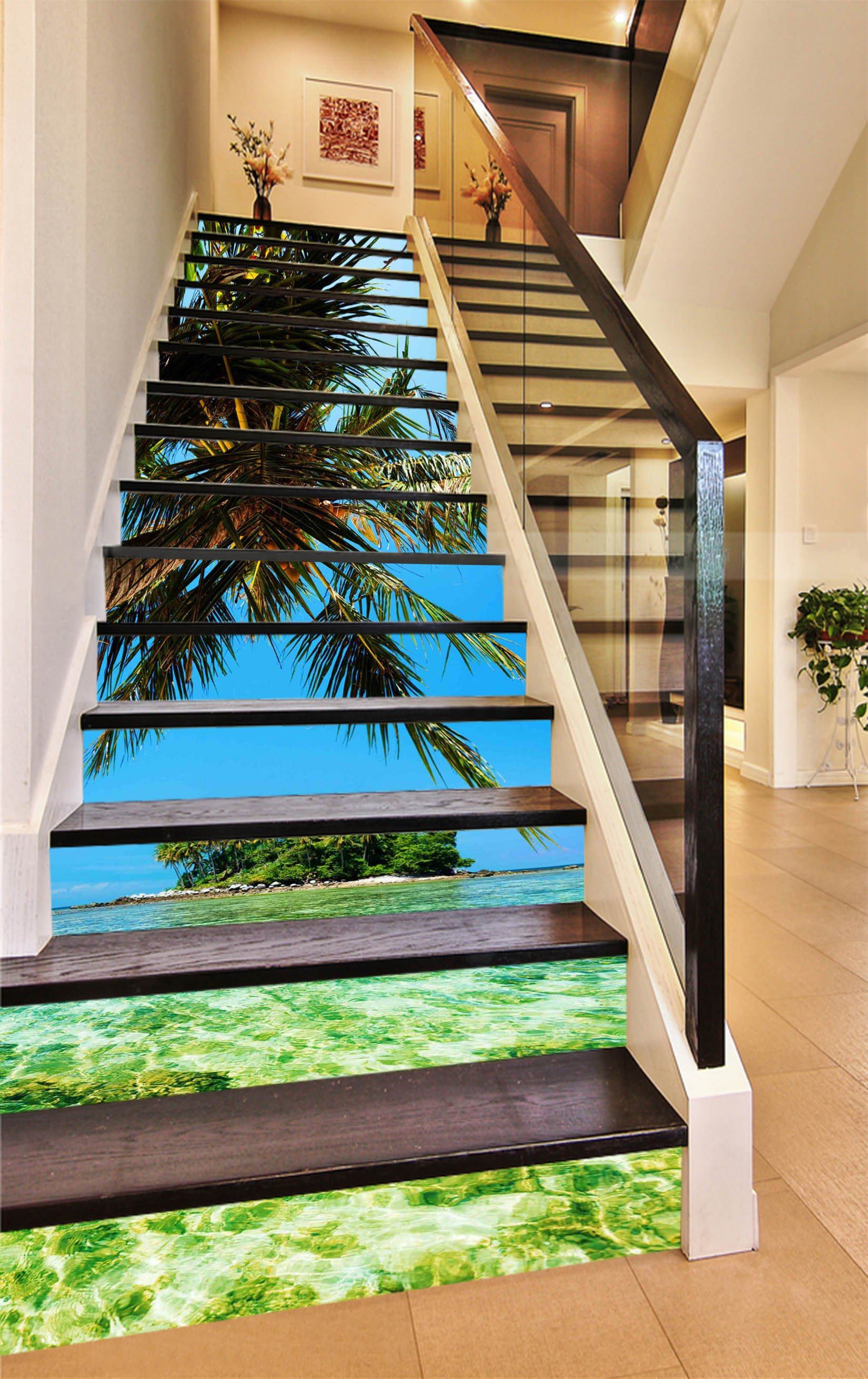 3D Sea Island 1188 Stair Risers Wallpaper AJ Wallpaper