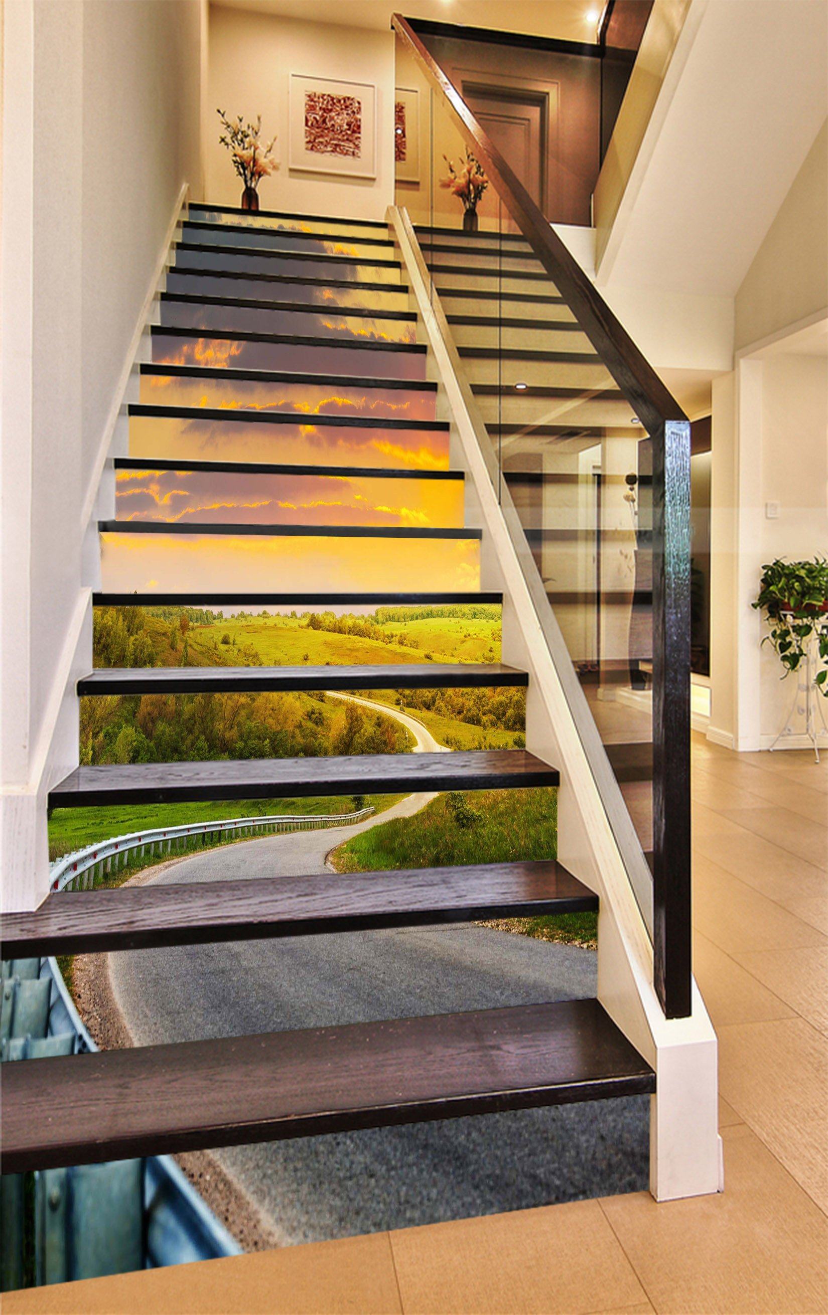 3D Pretty Road Scenery 1578 Stair Risers Wallpaper AJ Wallpaper