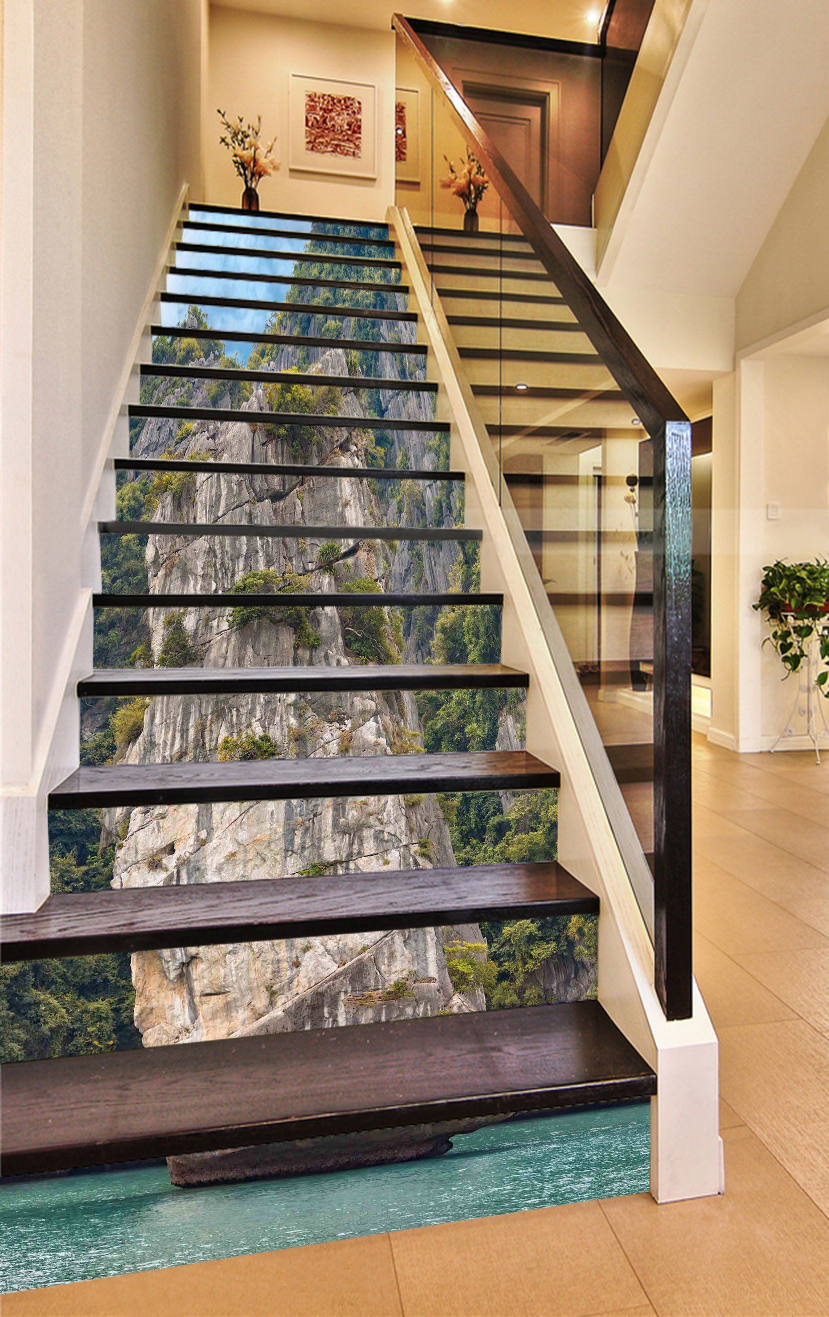 3D Sea Rock Mountain 794 Stair Risers Wallpaper AJ Wallpaper
