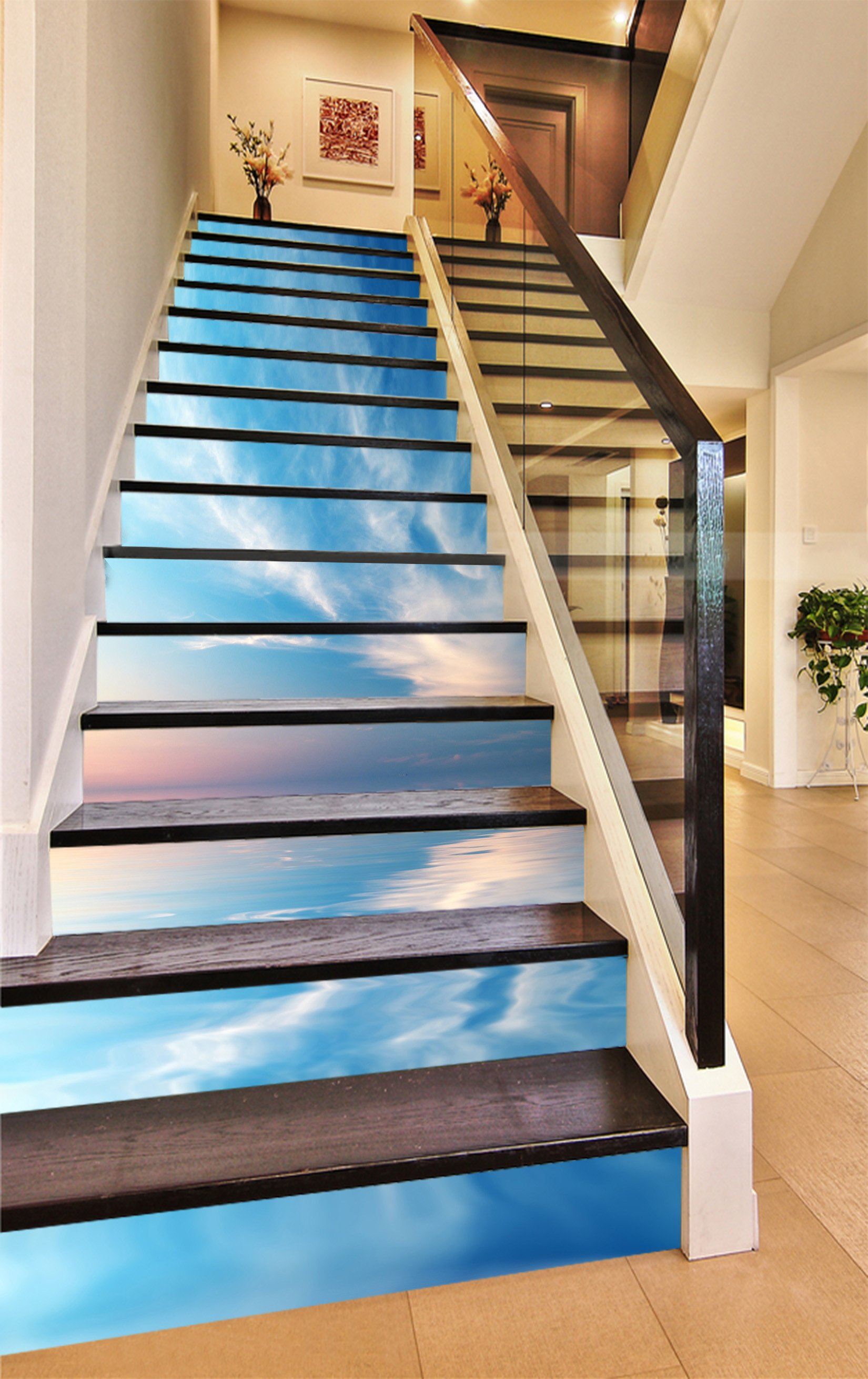 3D Blue Sky And Sea 1204 Stair Risers Wallpaper AJ Wallpaper