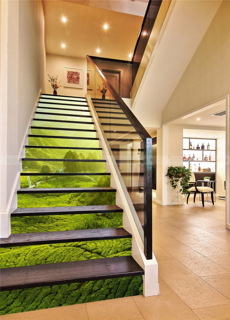 3D Tea Mountains 214 Stair Risers Wallpaper AJ Wallpaper