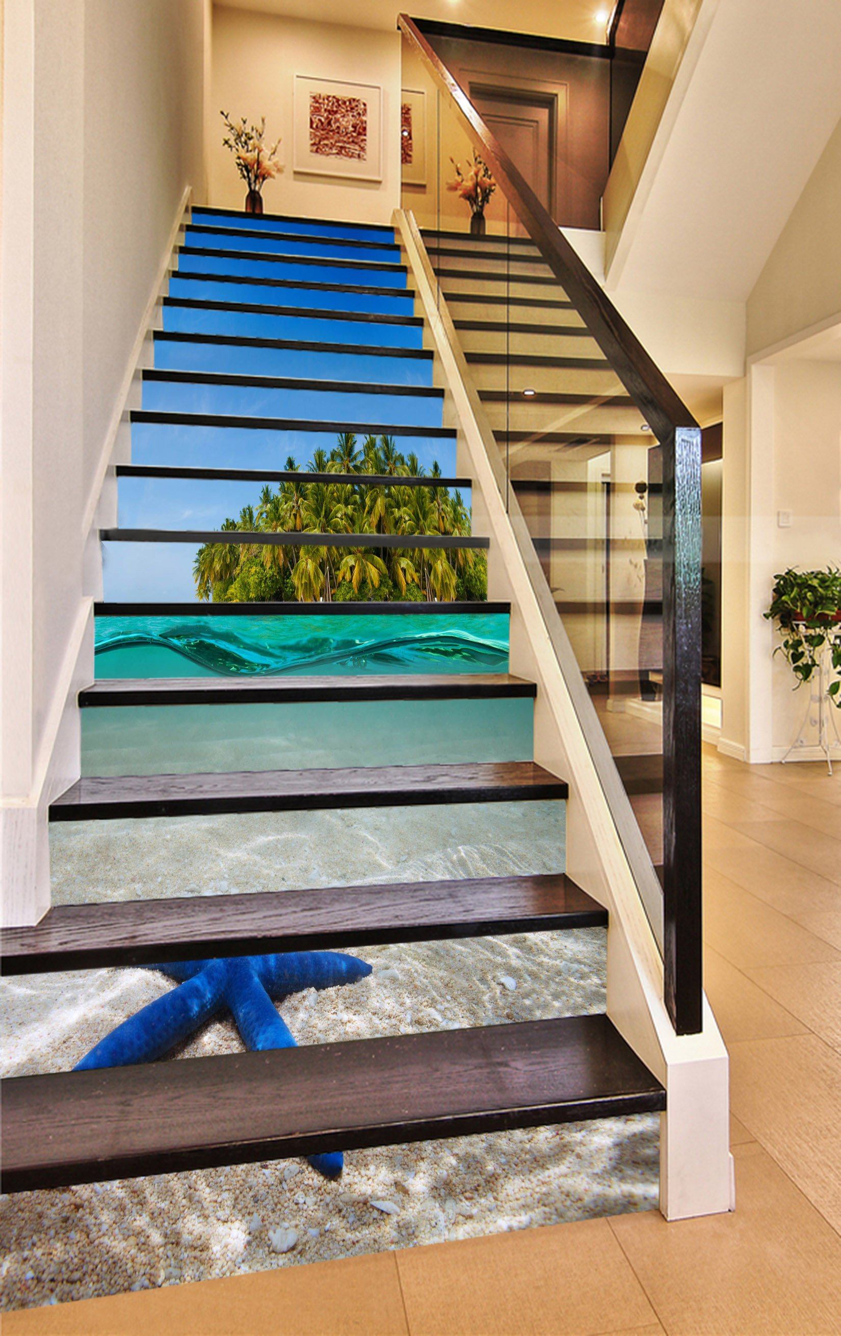 3D Pretty Sea Island 786 Stair Risers Wallpaper AJ Wallpaper