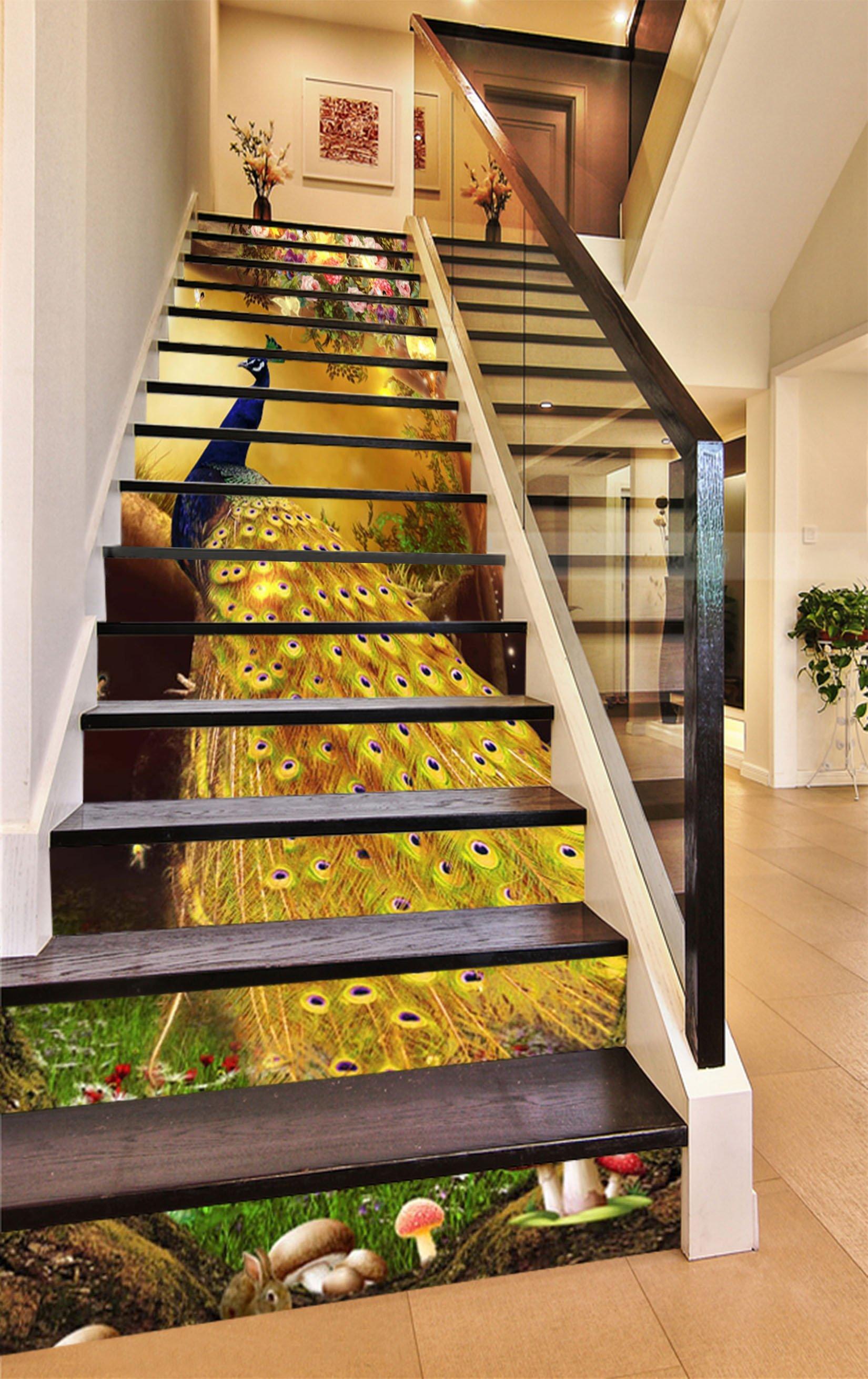 3D Proud Peacock 1471 Stair Risers Wallpaper AJ Wallpaper