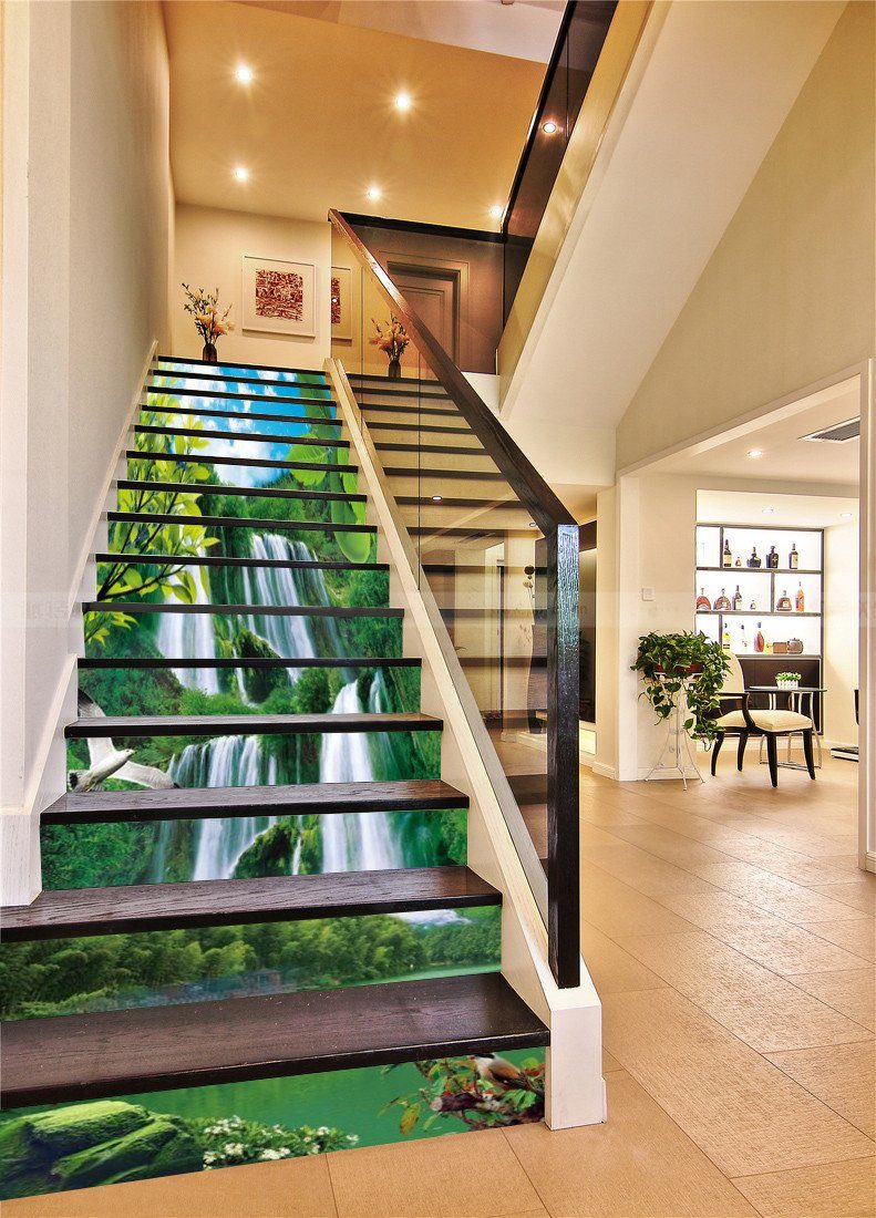 3D Mountains Waterfalls 324 Stair Risers Wallpaper AJ Wallpaper