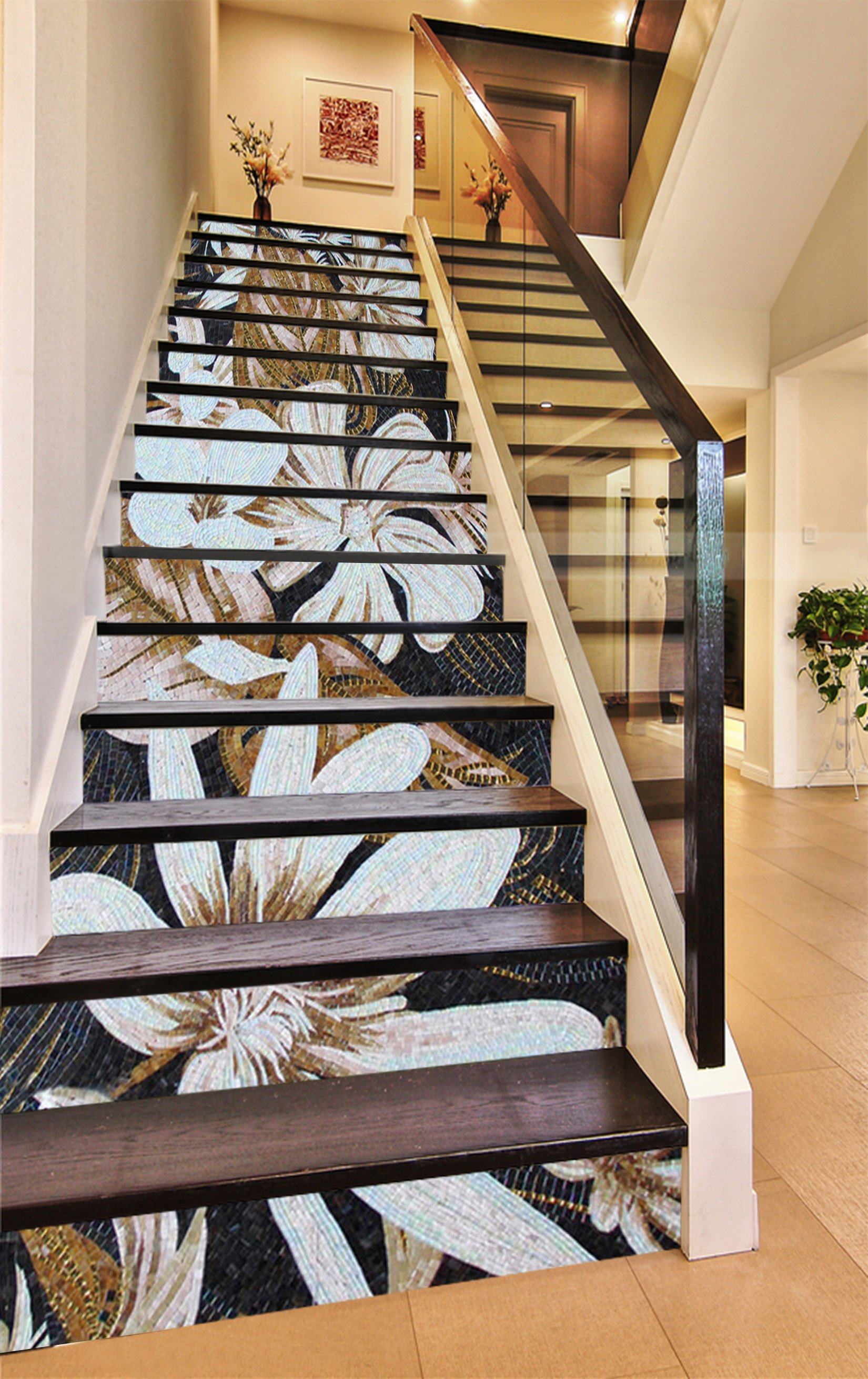 3D Flowers Pattern 1520 Stair Risers Wallpaper AJ Wallpaper