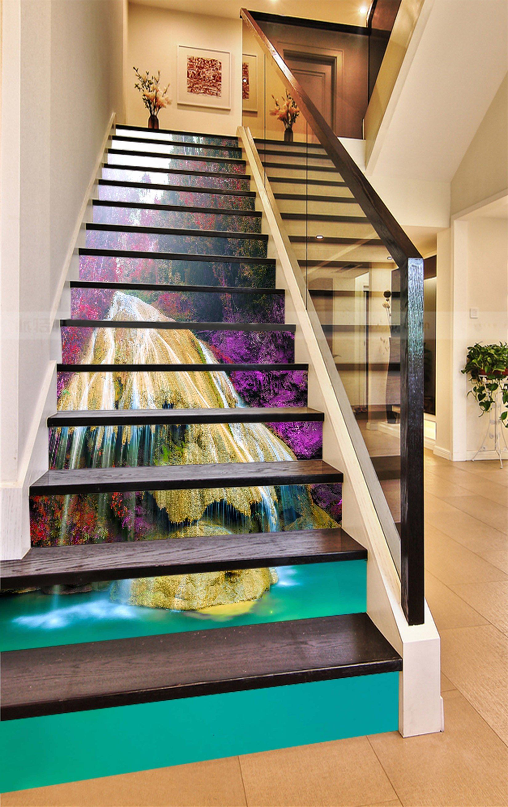 3D Pretty Rock Waterfalls 813 Stair Risers Wallpaper AJ Wallpaper