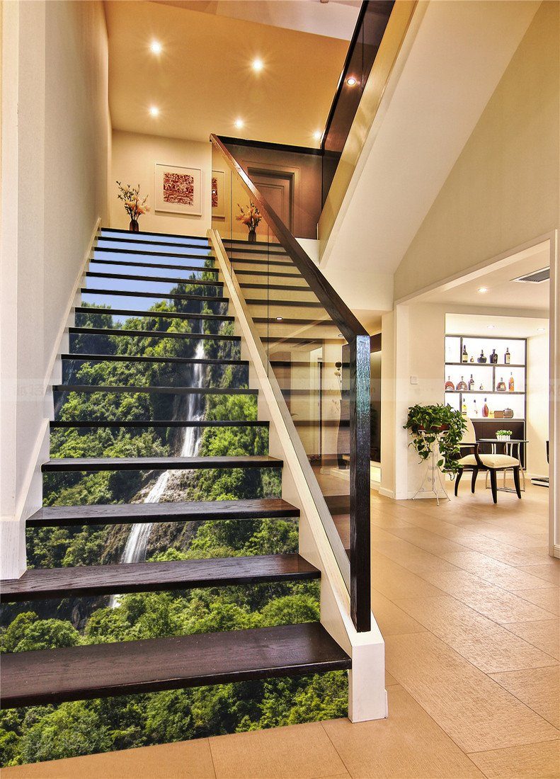 3D Mountain Cliff Streams 108 Stair Risers Wallpaper AJ Wallpaper