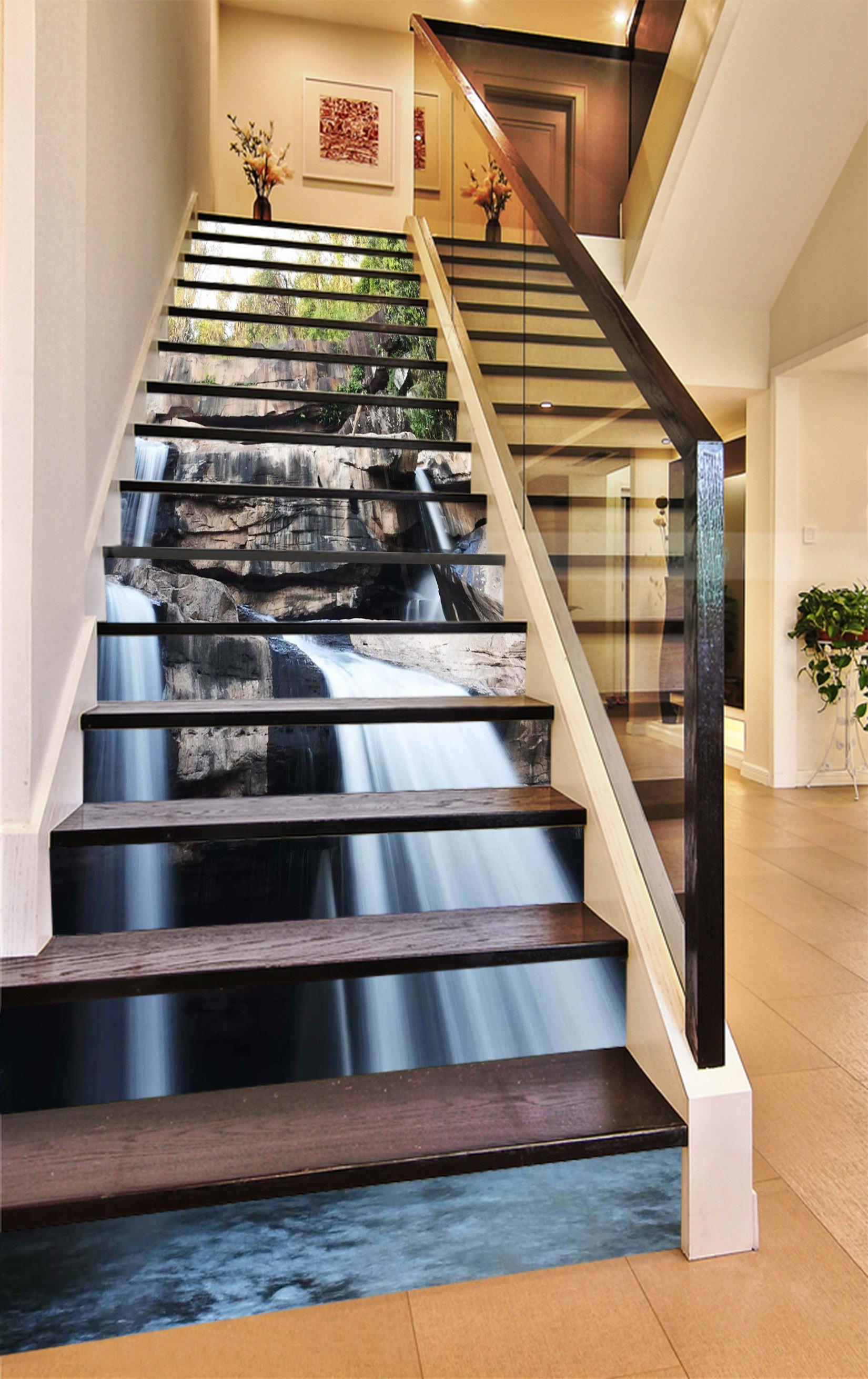 3D Waterfall Rocks 1595 Stair Risers Wallpaper AJ Wallpaper