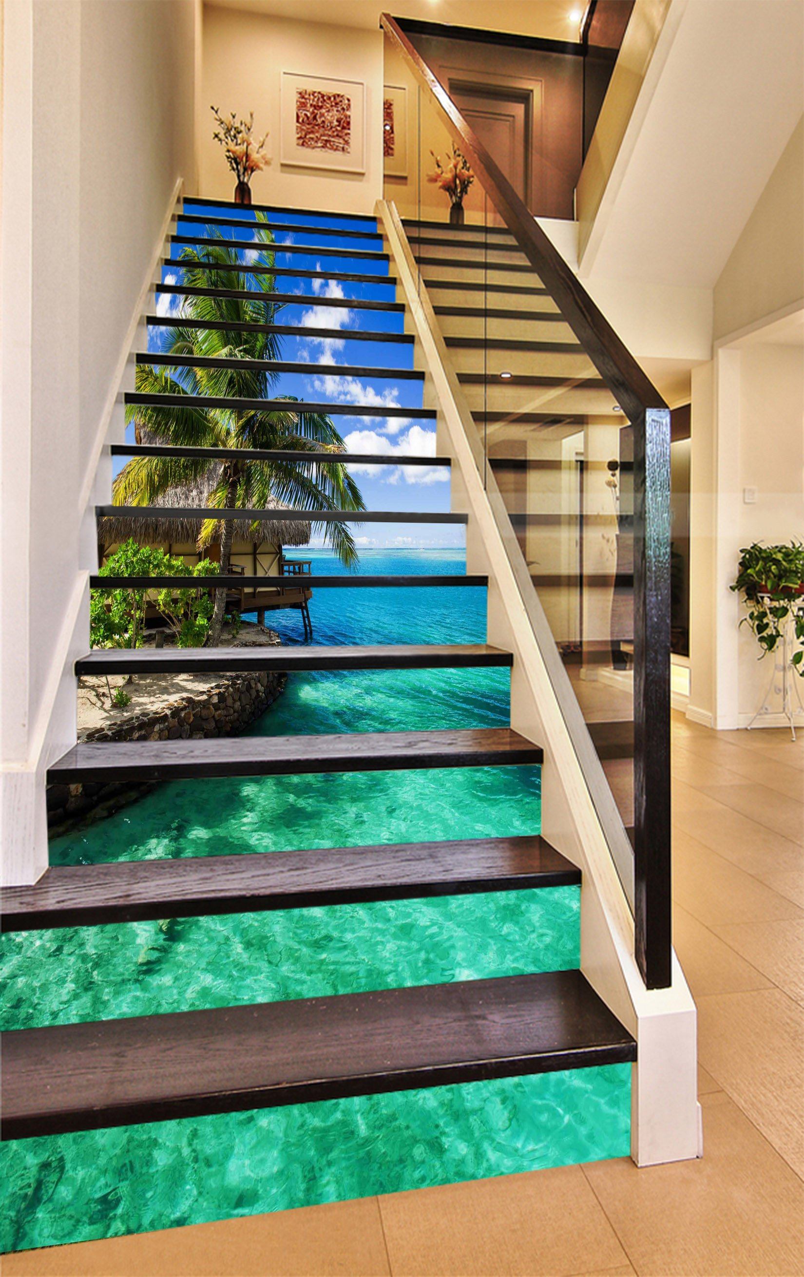 3D Seaside Pavilion 1476 Stair Risers Wallpaper AJ Wallpaper