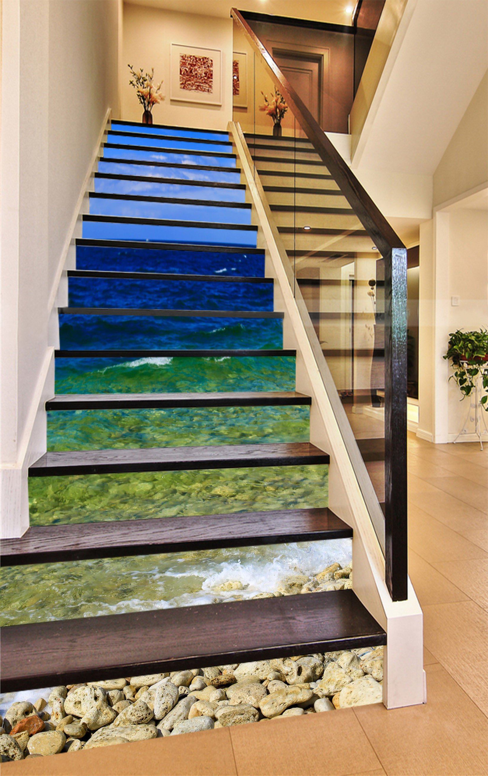 3D Sea Stone Beach 1017 Stair Risers Wallpaper AJ Wallpaper