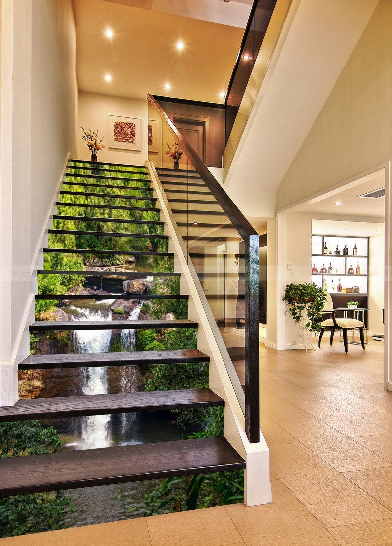 3D River Scenery 411 Stair Risers Wallpaper AJ Wallpaper