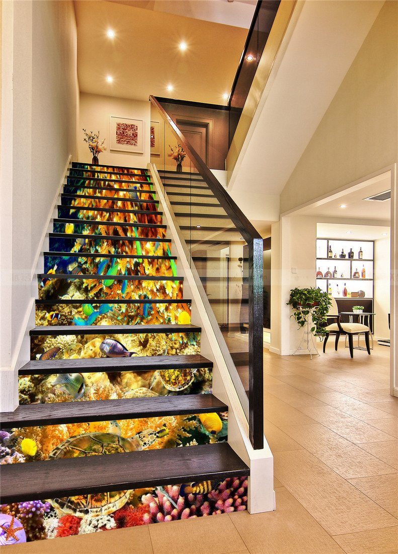3D Bright Color Seabed 67 Stair Risers Wallpaper AJ Wallpaper