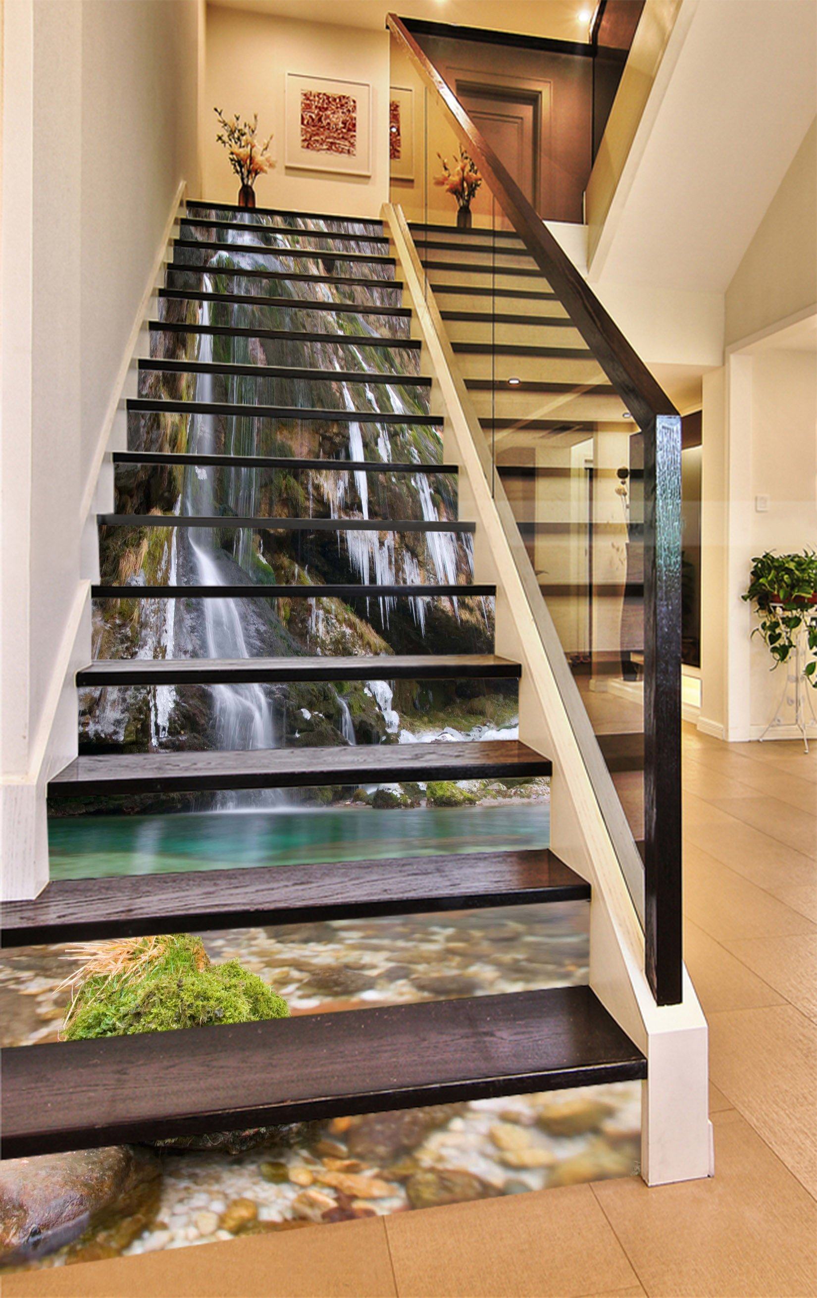 3D Waterfall And Ice 1196 Stair Risers Wallpaper AJ Wallpaper
