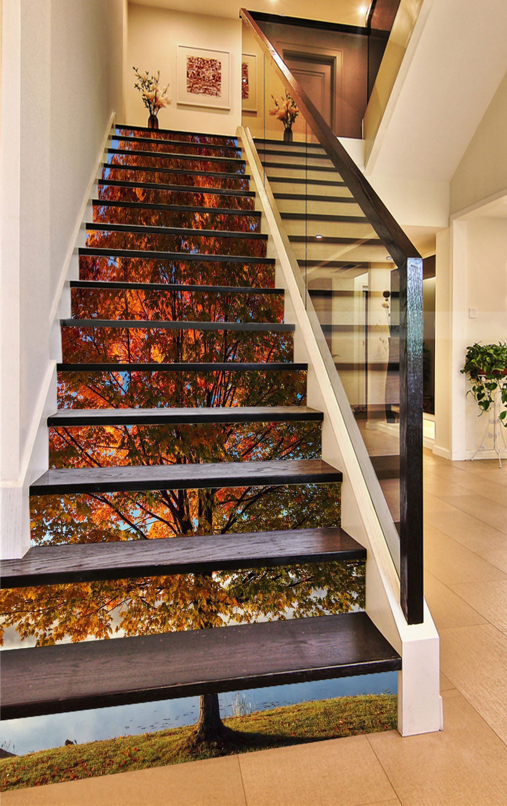 3D Beautiful Tree 753 Stair Risers Wallpaper AJ Wallpaper