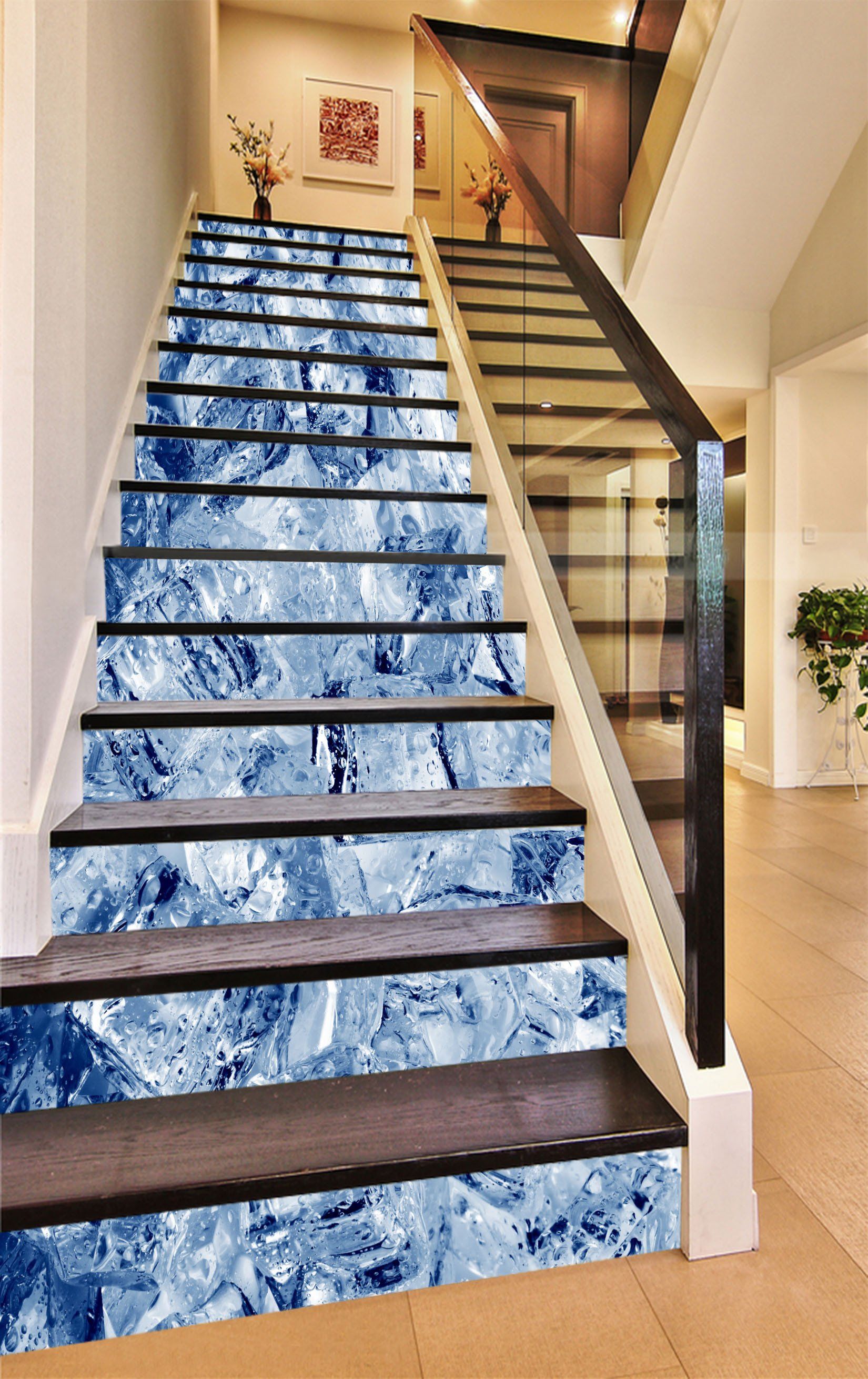 3D Ice Cubes 1611 Stair Risers Wallpaper AJ Wallpaper