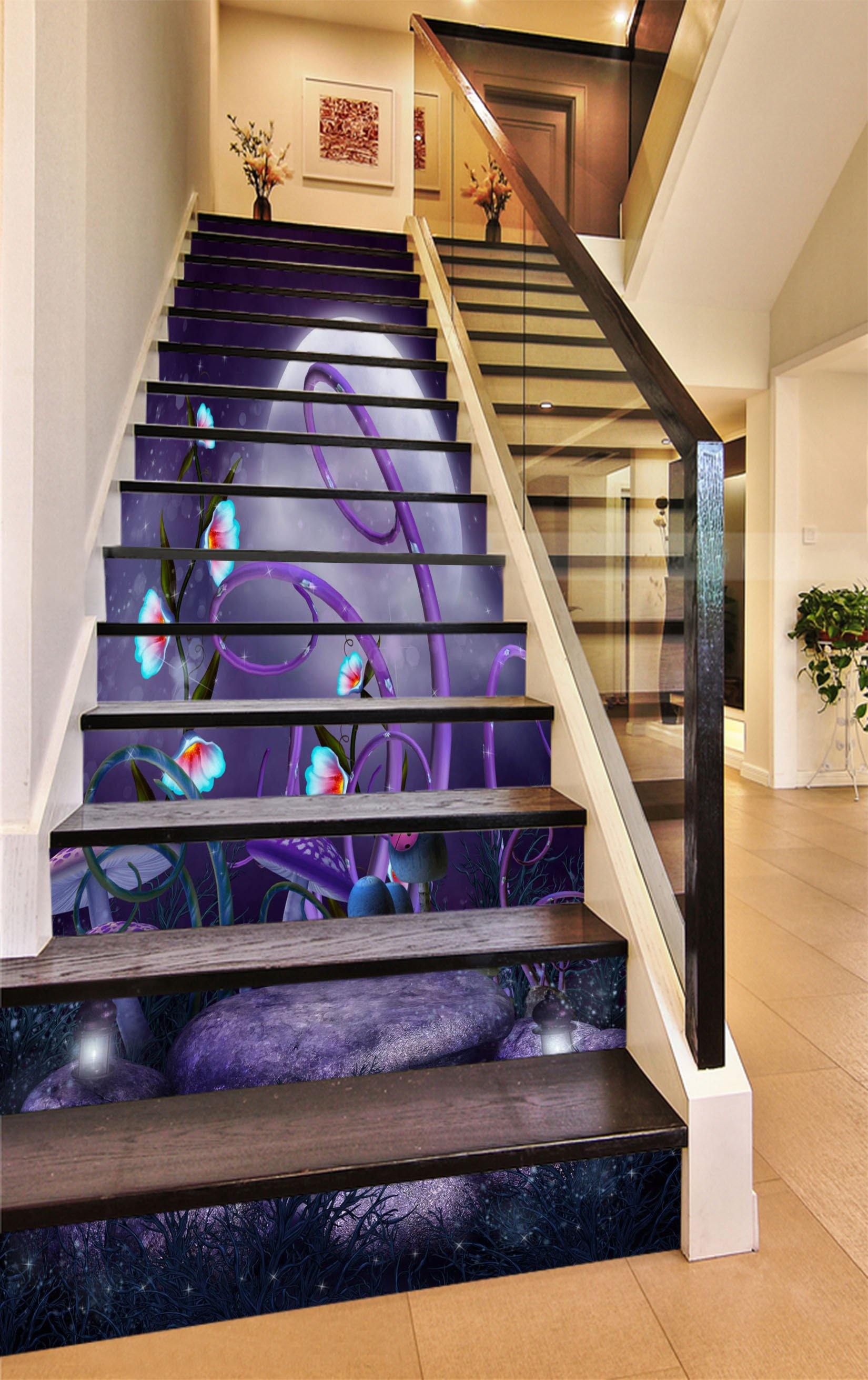 3D Flowers Mushrooms 1176 Stair Risers Wallpaper AJ Wallpaper