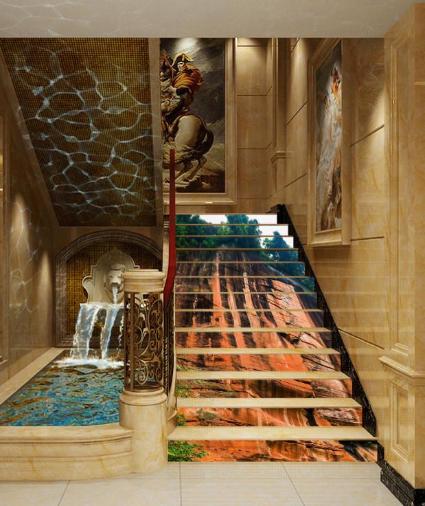 3D Rocky Cliffs 97 Stair Risers Wallpaper AJ Wallpaper