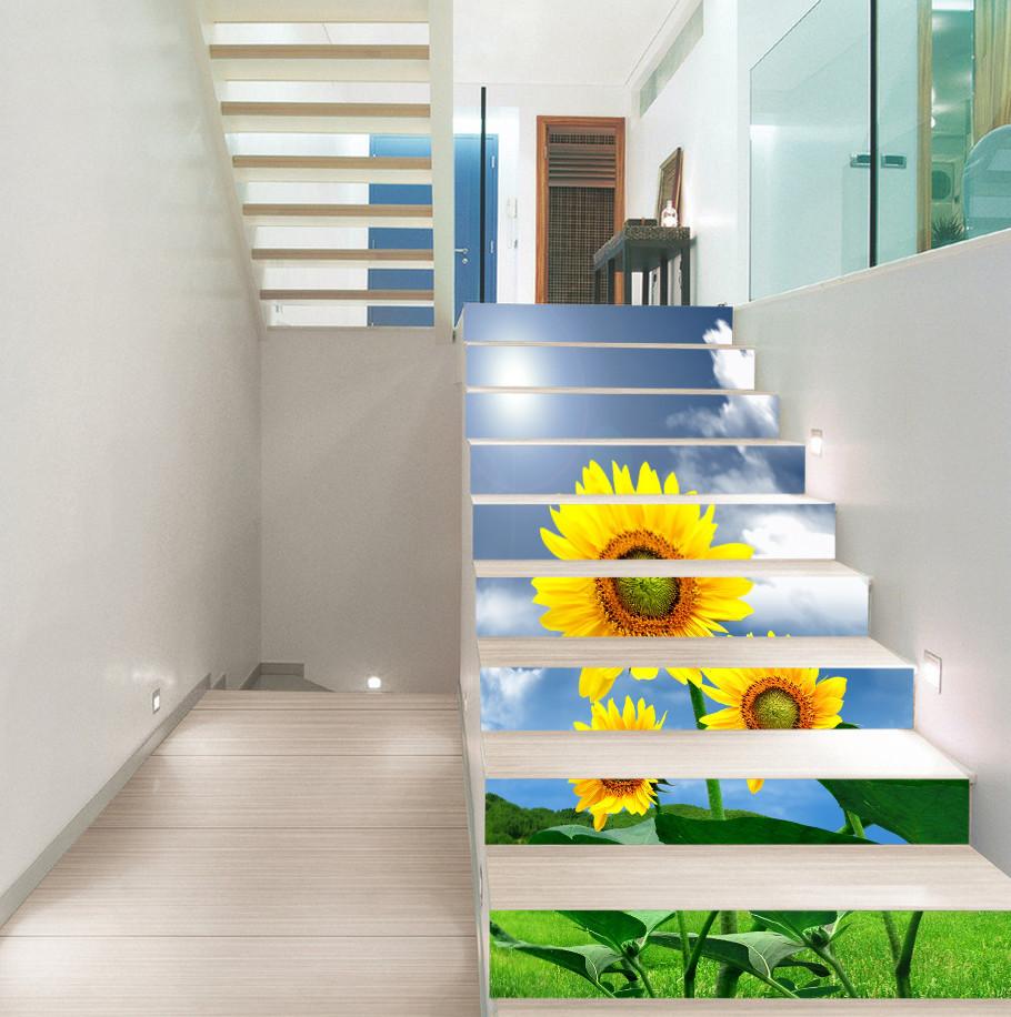 3D Grassland Sunflowers 111 Stair Risers Wallpaper AJ Wallpaper