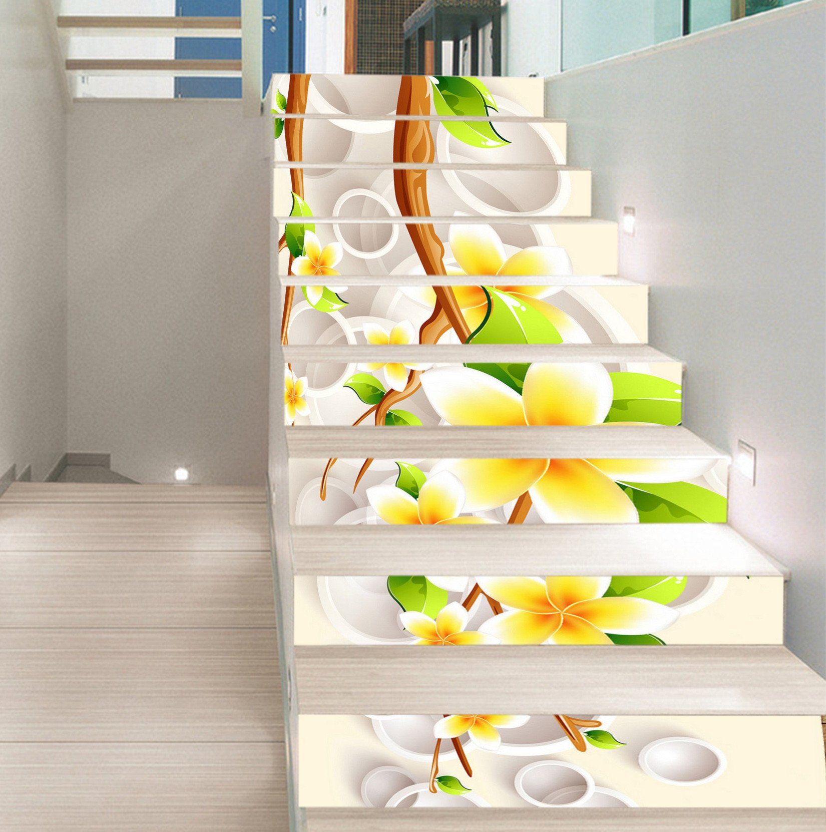 3D Flowers Branch 1435 Stair Risers Wallpaper AJ Wallpaper