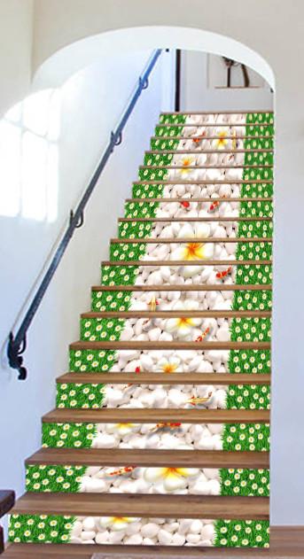 3D Flowers Cobblestones 768 Stair Risers Wallpaper AJ Wallpaper