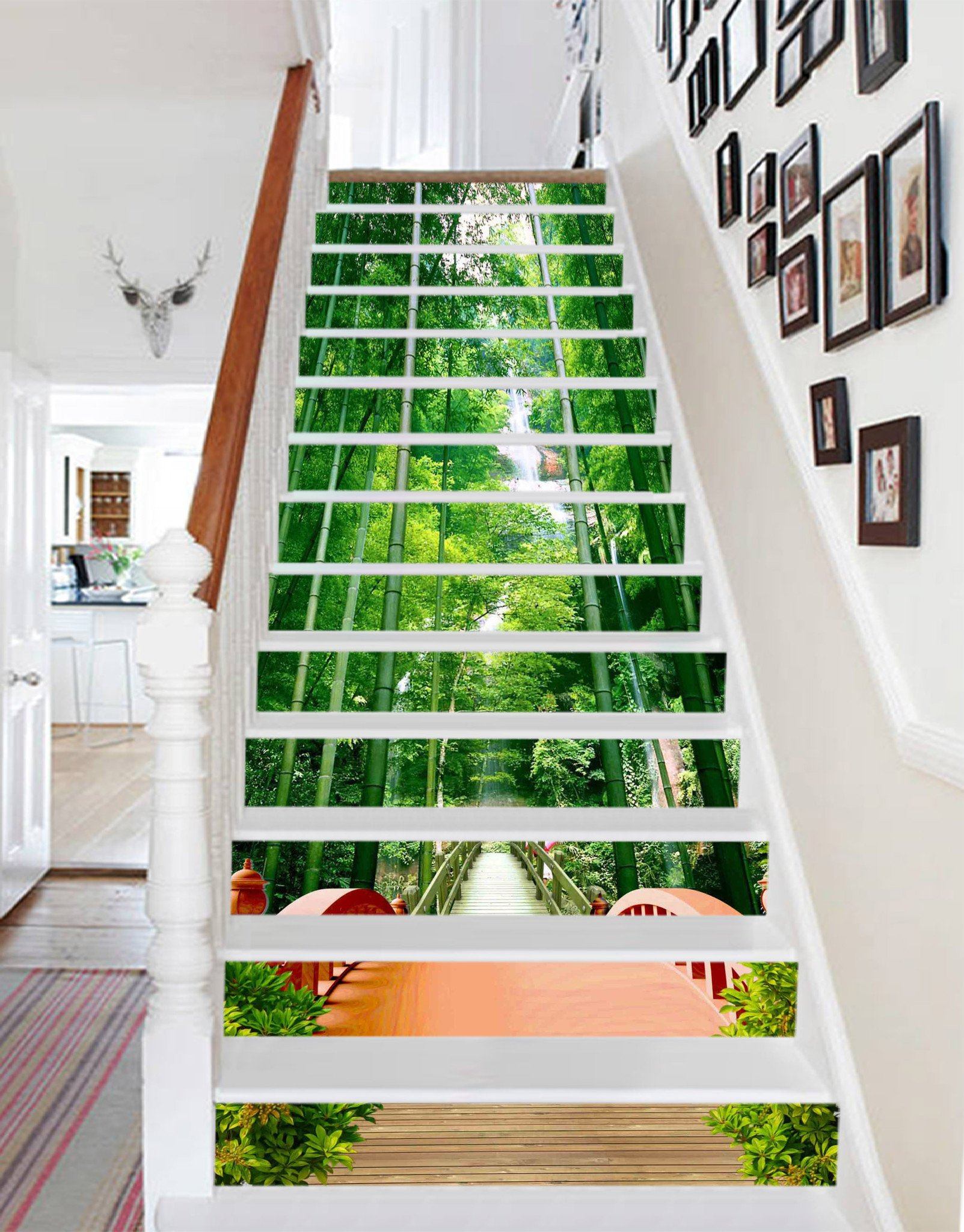 3D Bamboos Wood Bridge 944 Stair Risers Wallpaper AJ Wallpaper