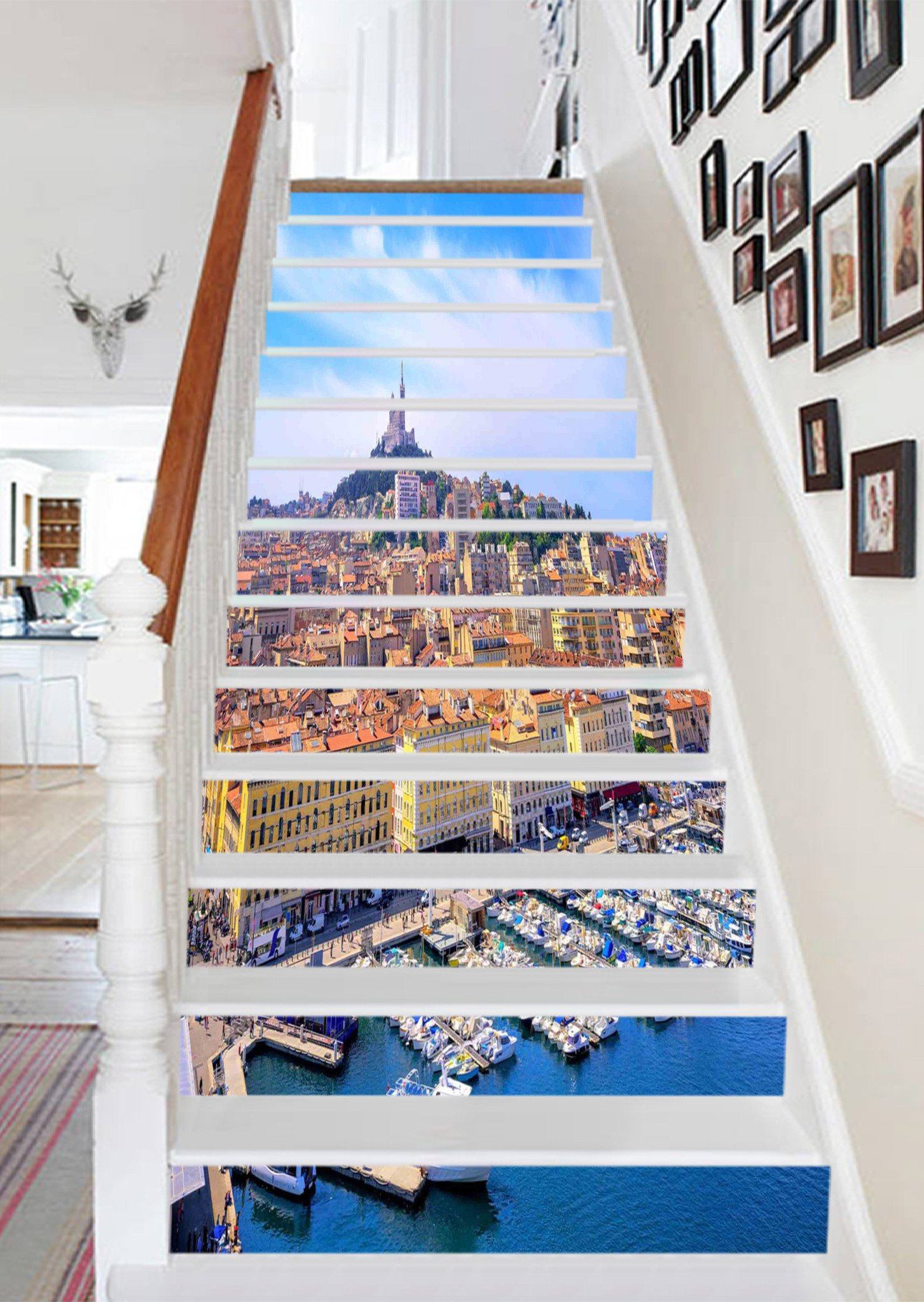 3D Port City Scenery 936 Stair Risers Wallpaper AJ Wallpaper
