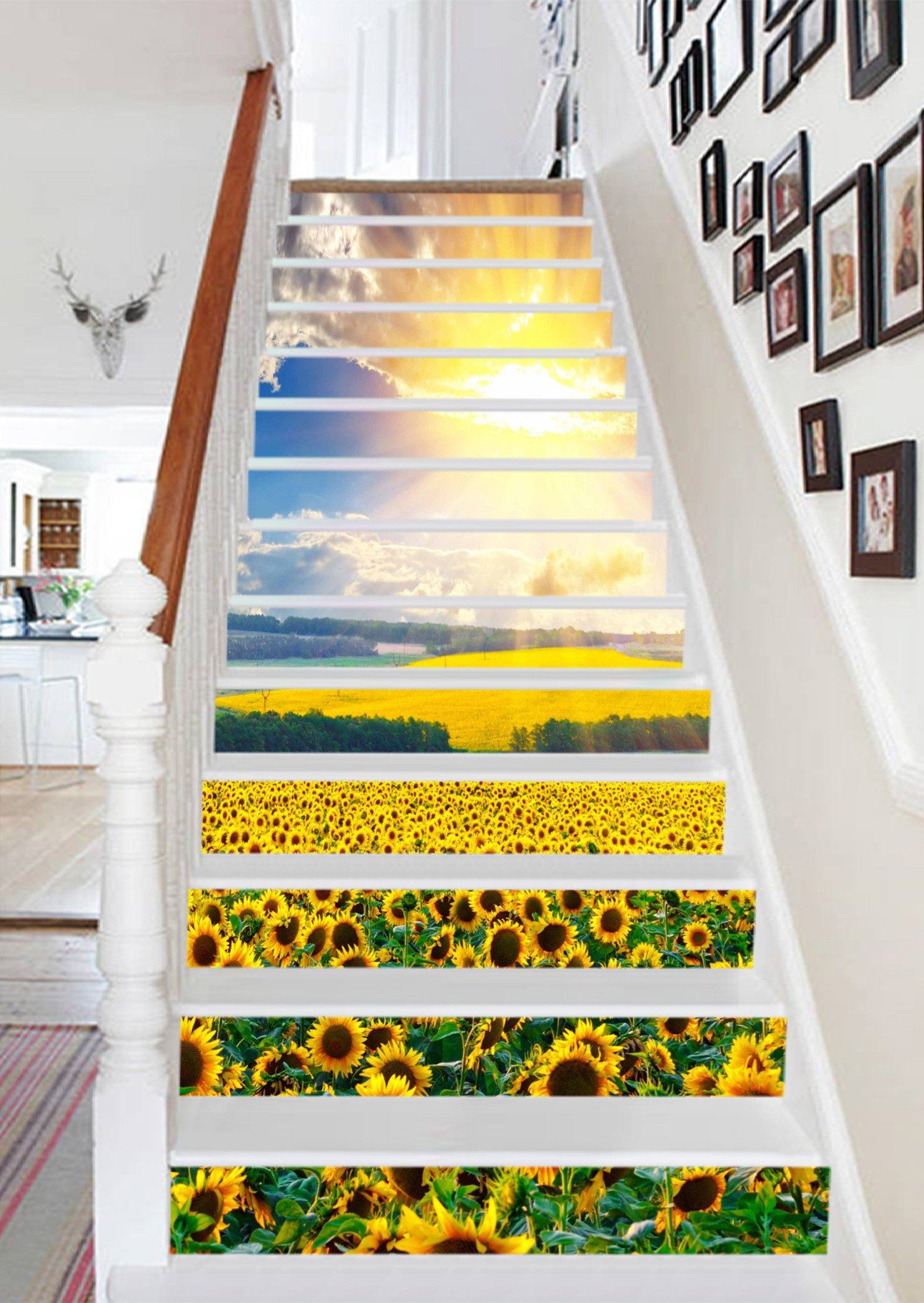 3D Sunny Sunflowers Field 914 Stair Risers Wallpaper AJ Wallpaper
