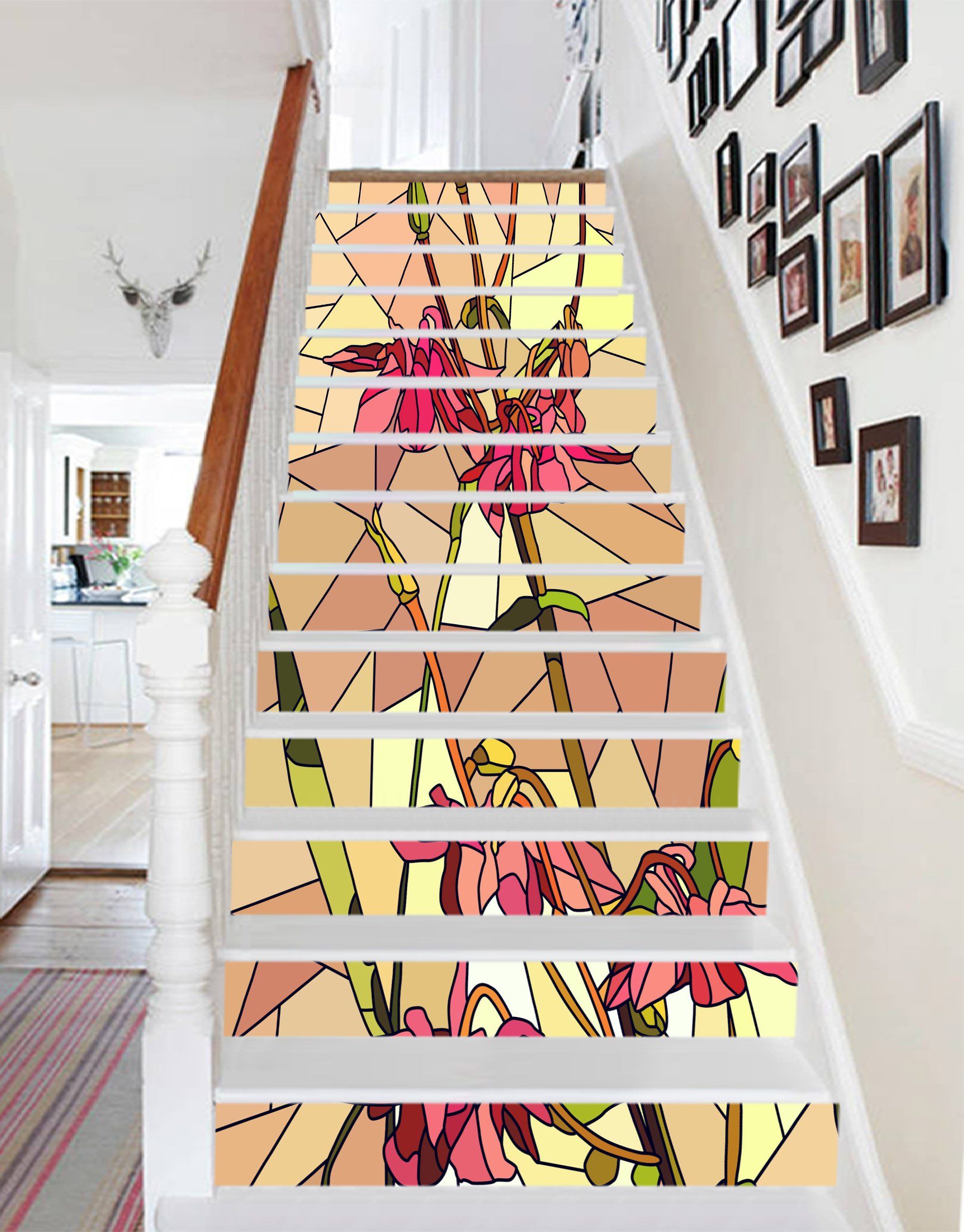 3D Red Flowers 3044 Stair Risers Wallpaper AJ Wallpaper