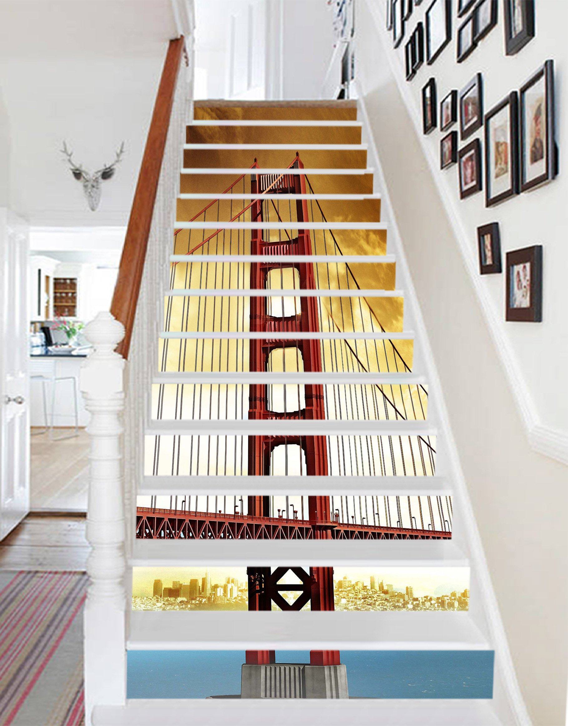 3D San Francisco Golden Gate Bridge 1042 Stair Risers Wallpaper AJ Wallpaper