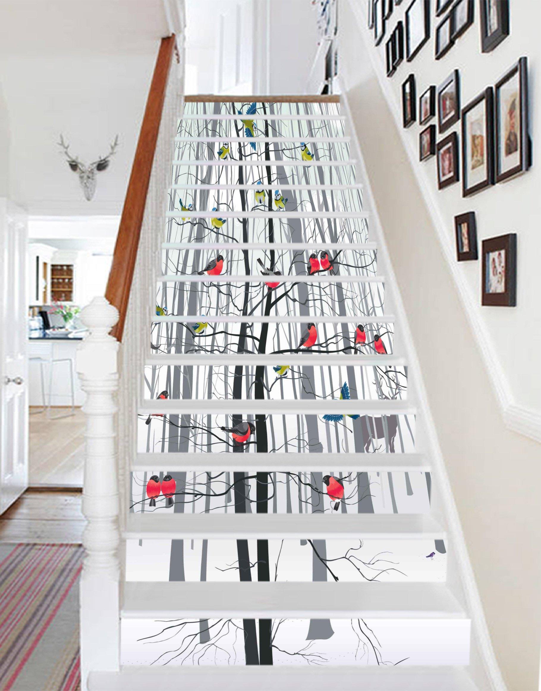 3D Bare Forest Animals 1023 Stair Risers Wallpaper AJ Wallpaper