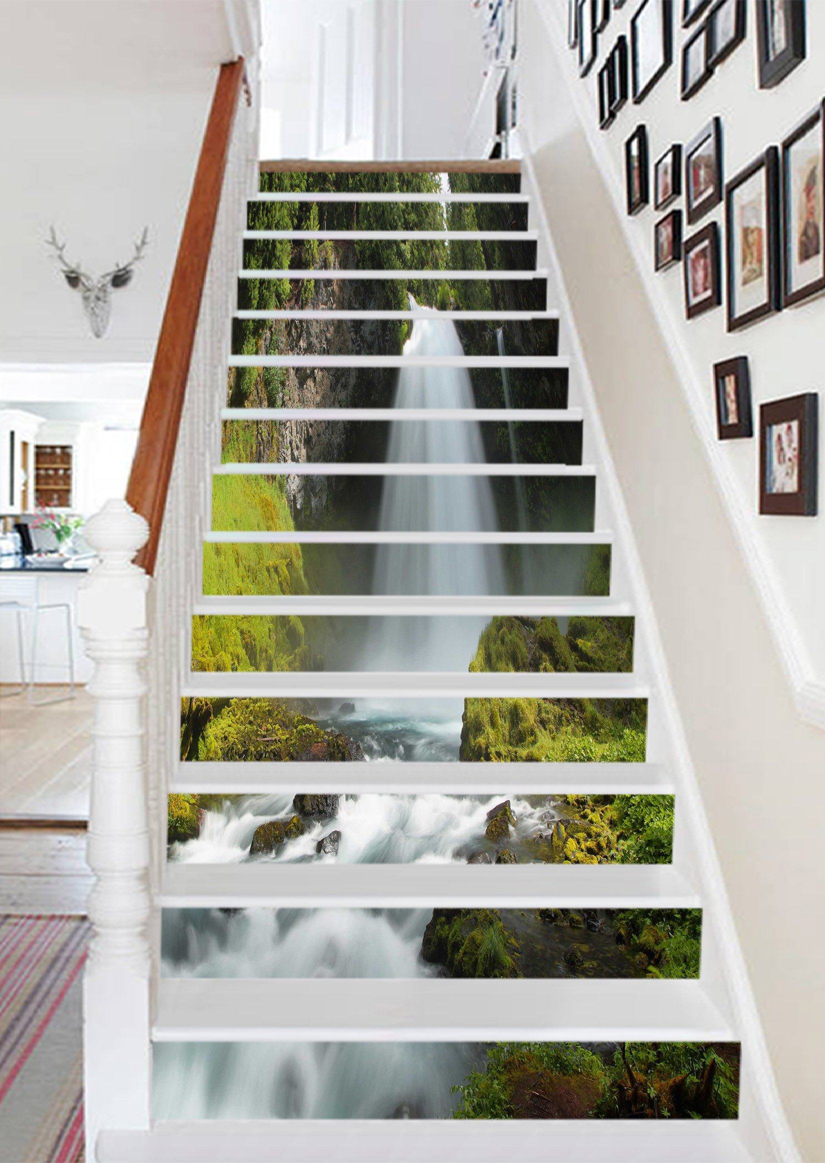 3D Waterfall Landscape 829 Stair Risers Wallpaper AJ Wallpaper