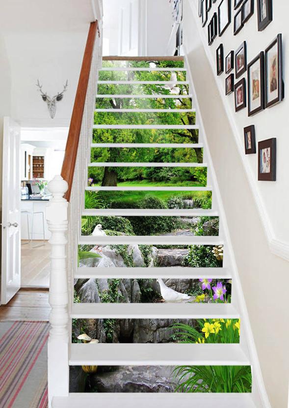 3D Pretty Park Scenery 566 Stair Risers Wallpaper AJ Wallpaper
