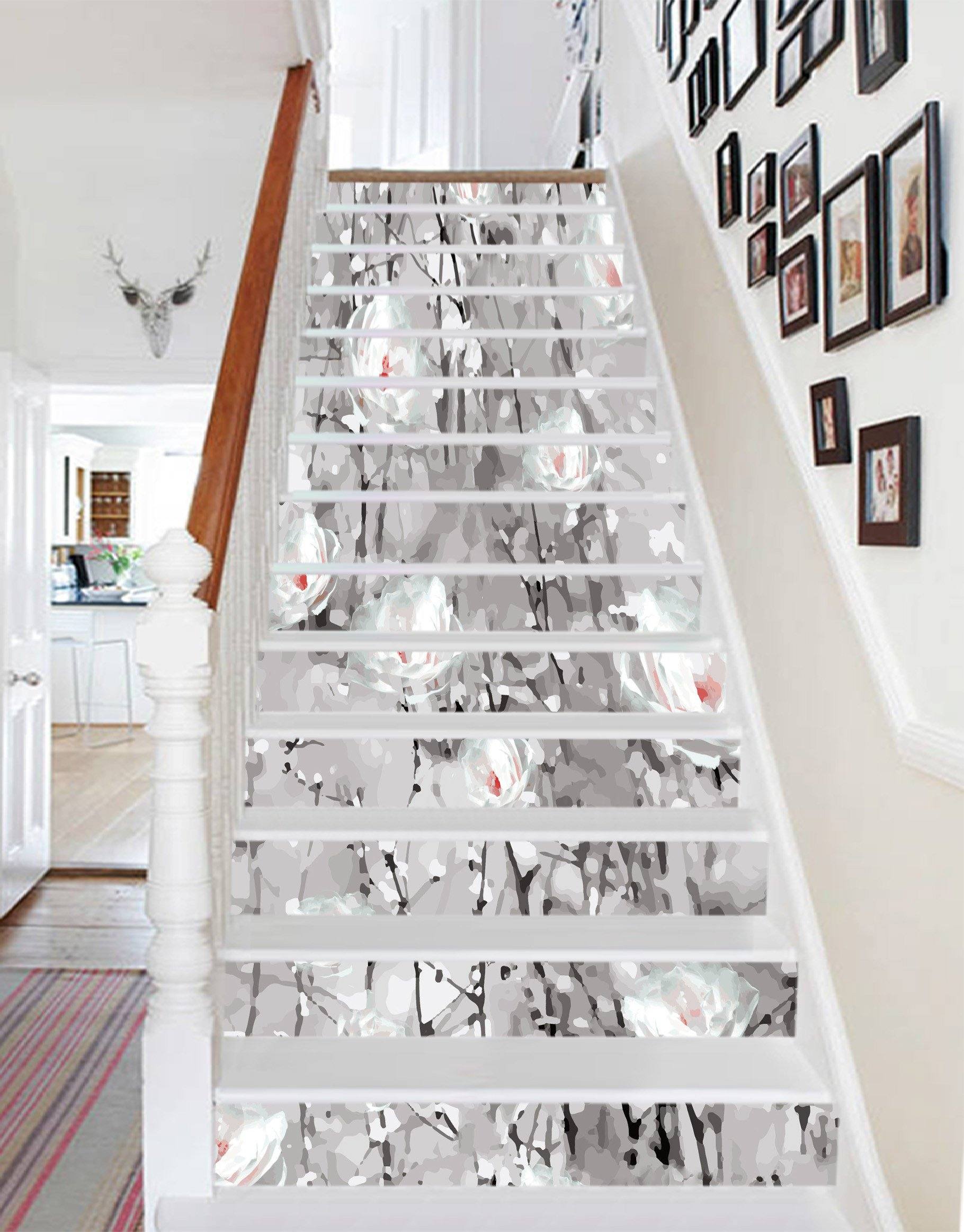3D Elegant Flowers Painting 704 Stair Risers Wallpaper AJ Wallpaper