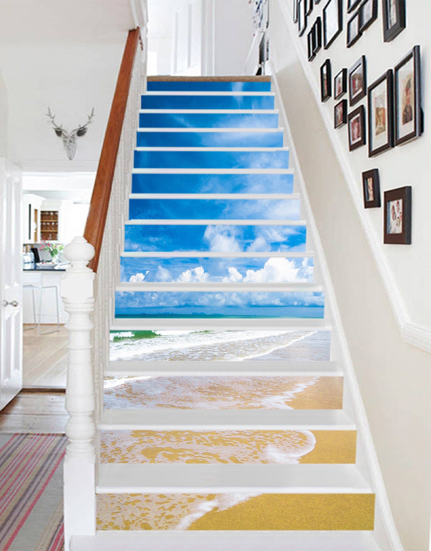3D Sunny Sea Scenery 1104 Stair Risers Wallpaper AJ Wallpaper