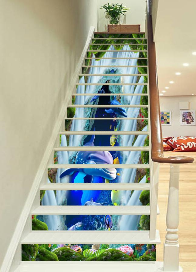 3D Waterfalls Ocean World 764 Stair Risers Wallpaper AJ Wallpaper