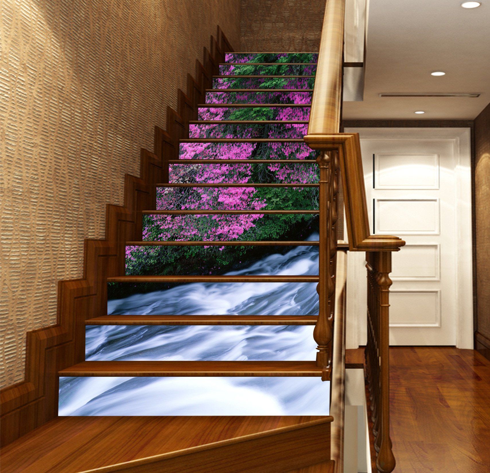 3D Riverside Flowers 957 Stair Risers Wallpaper AJ Wallpaper