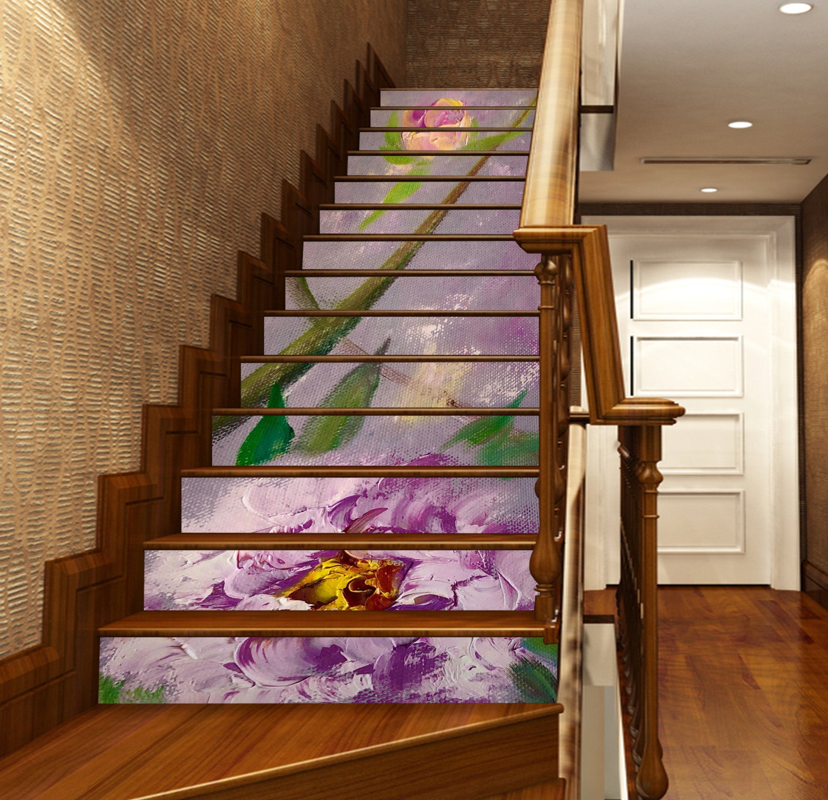 3D Purple Flower Leaves 2147 Skromova Marina Stair Risers