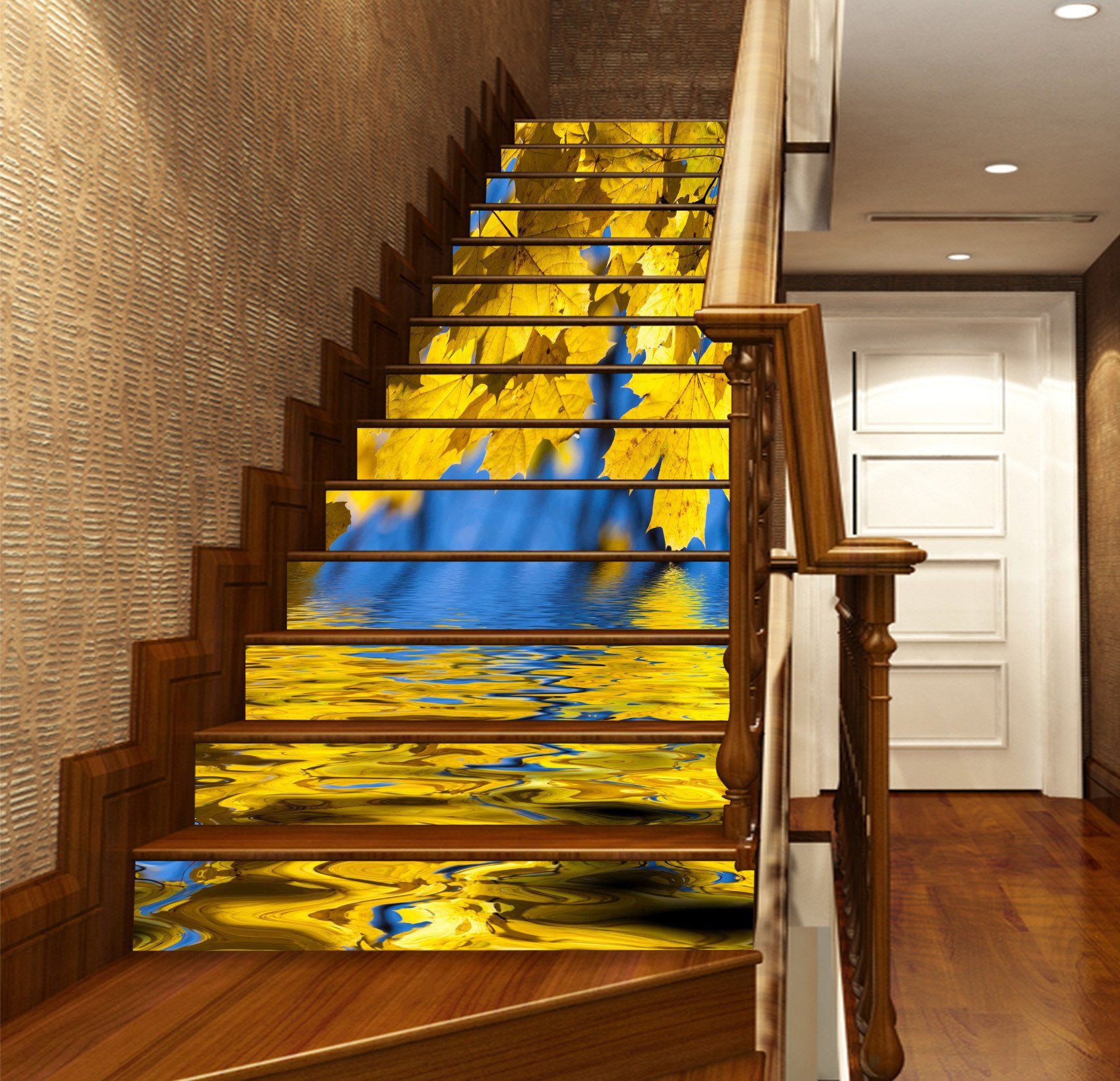 3D Hanging Leaves 404 Stair Risers Wallpaper AJ Wallpaper