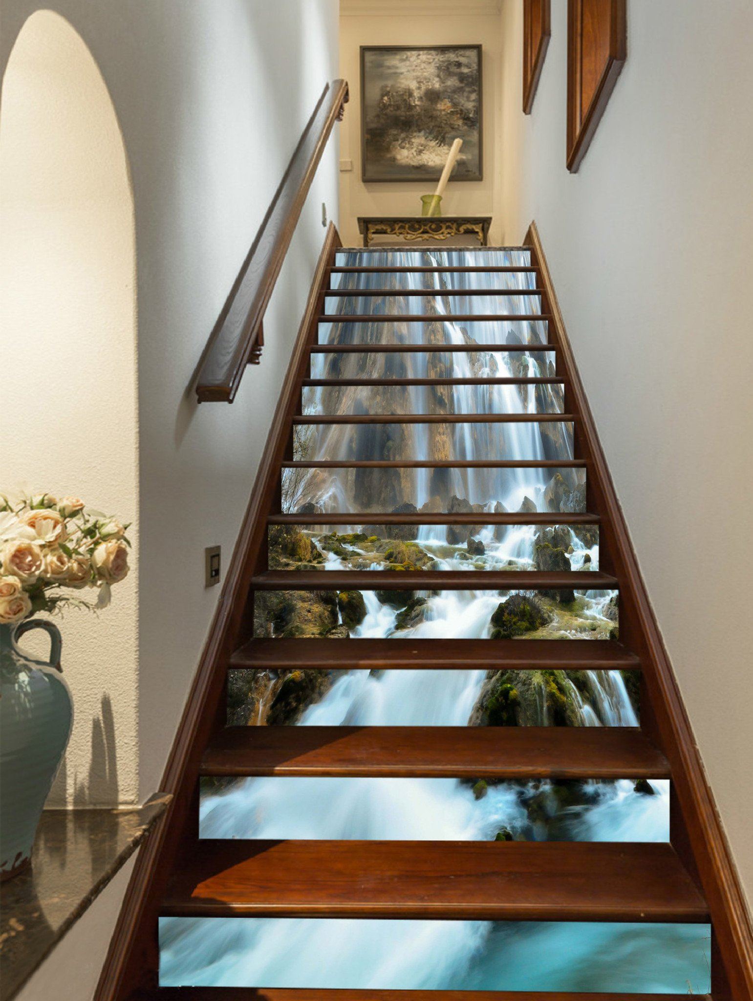3D Beautiful Waterfall 901 Stair Risers Wallpaper AJ Wallpaper