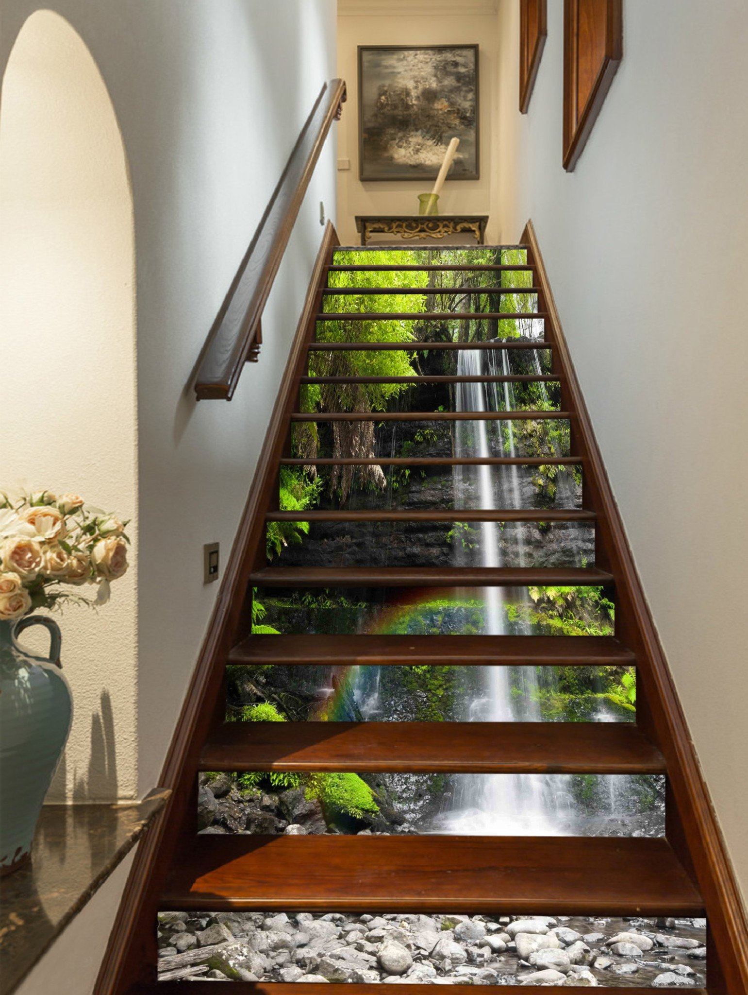 3D Waterfall Rainbow 927 Stair Risers Wallpaper AJ Wallpaper