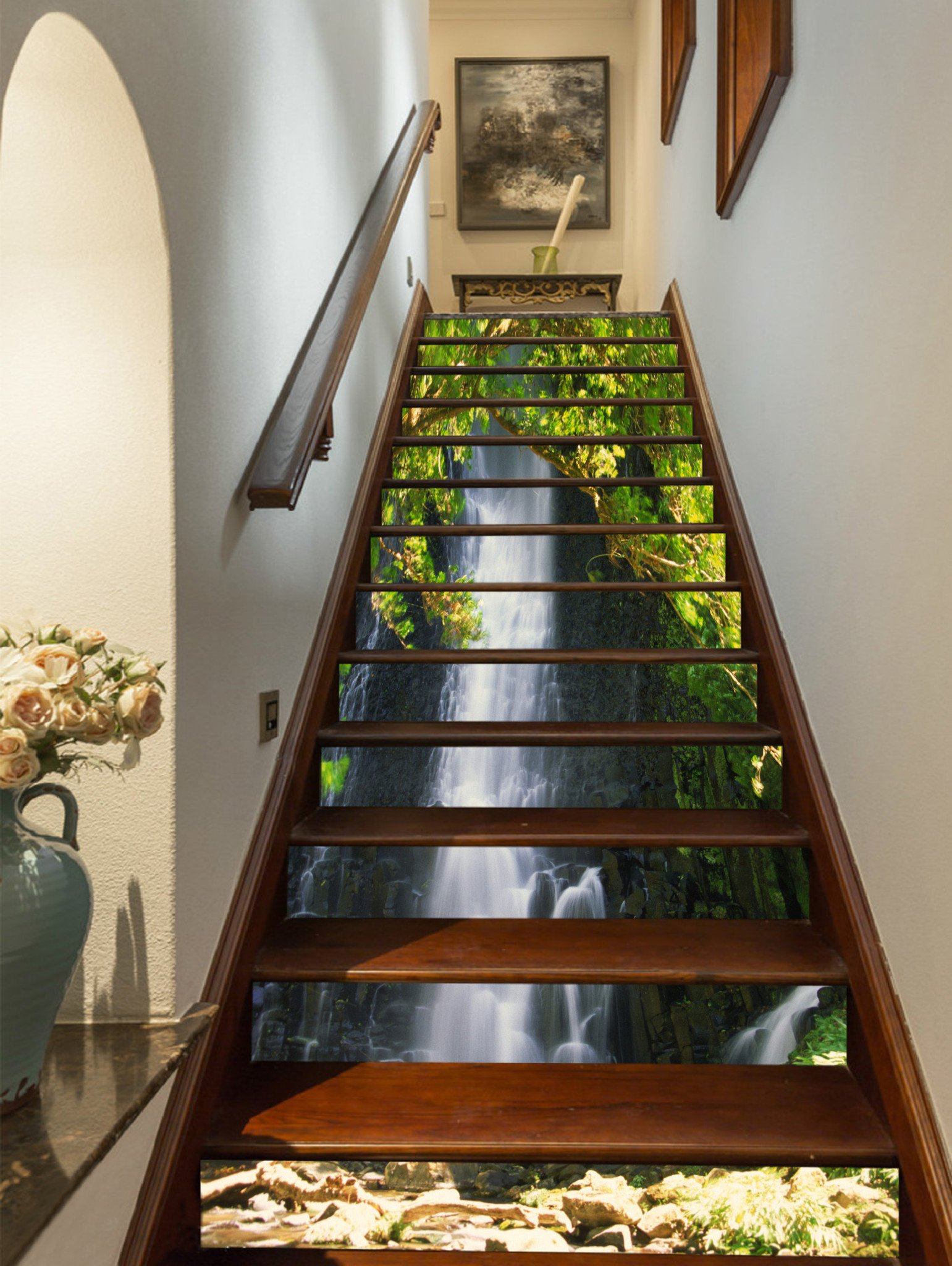 3D Waterfall Cliff 958 Stair Risers Wallpaper AJ Wallpaper