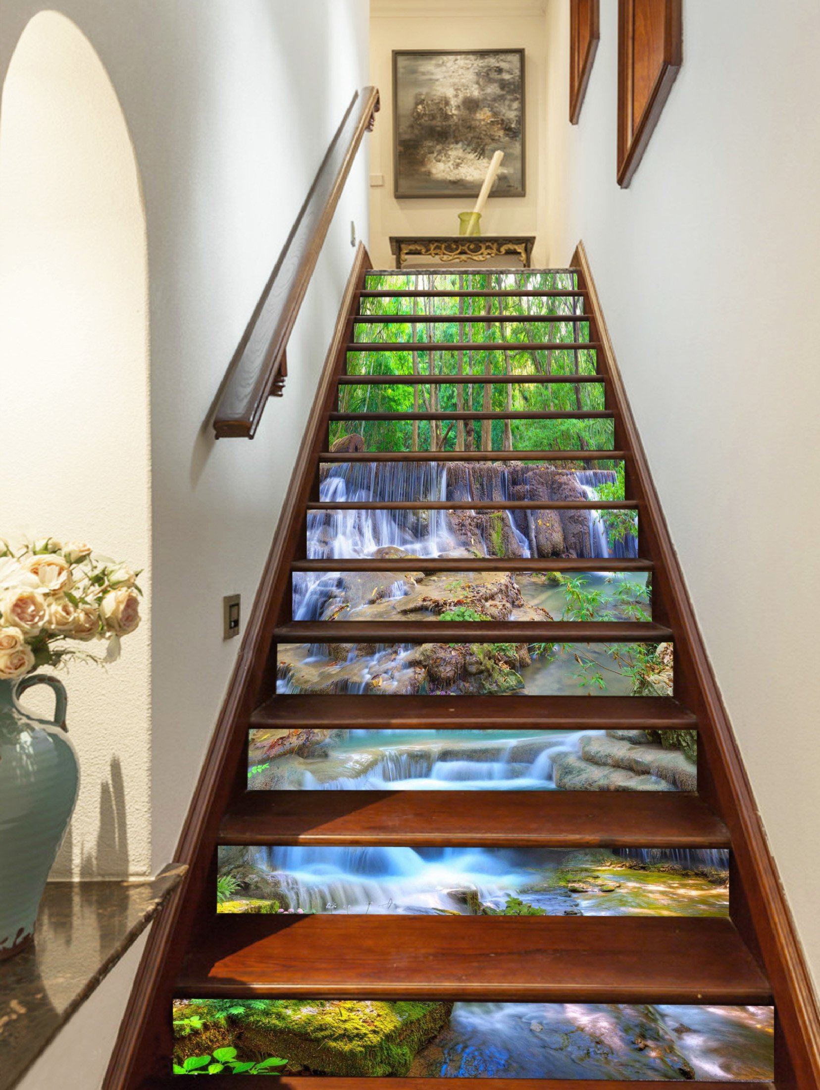 3D Pretty Forest River 417 Stair Risers Wallpaper AJ Wallpaper