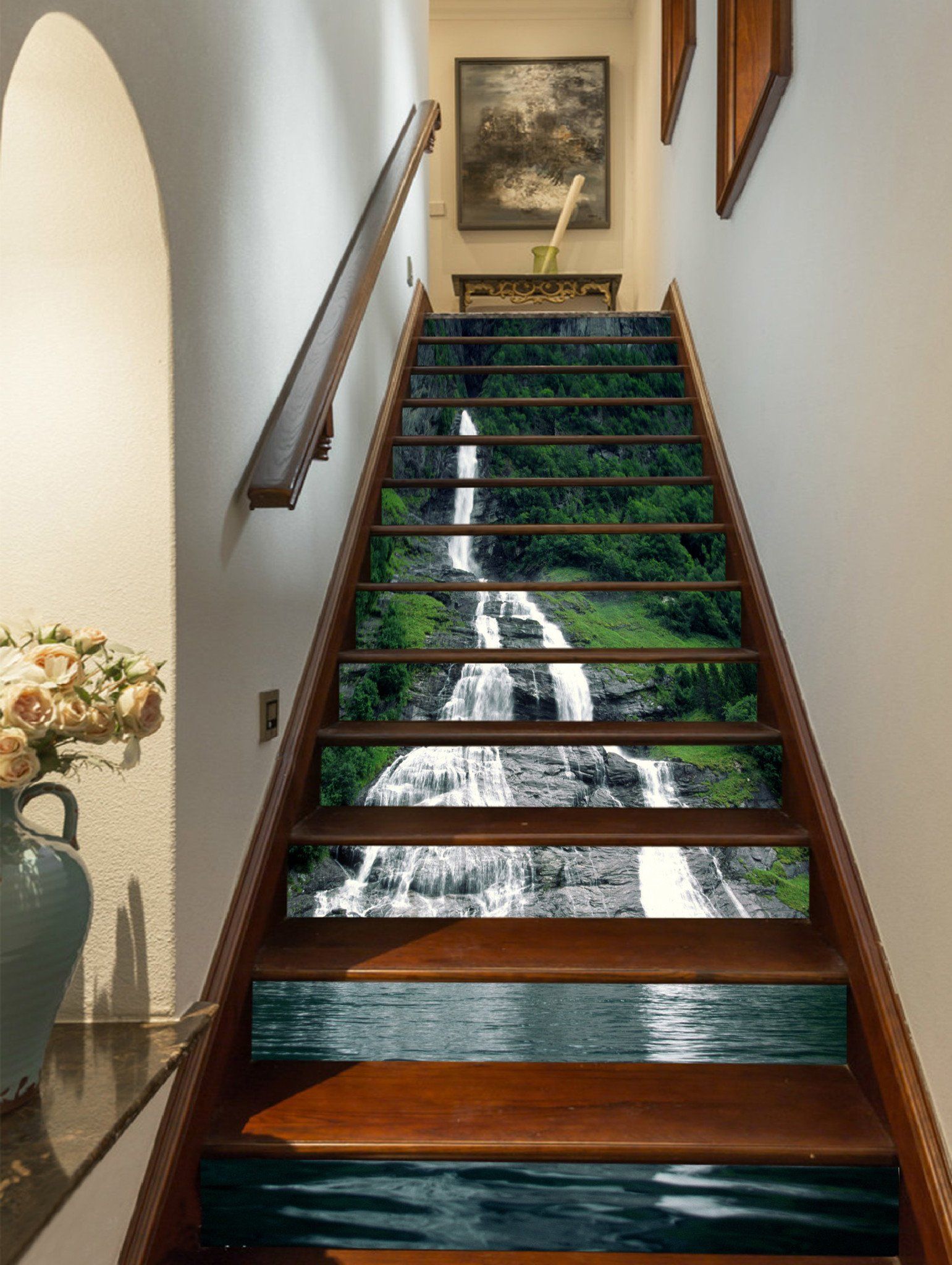 3D Lakeside Steep Creek 954 Stair Risers Wallpaper AJ Wallpaper