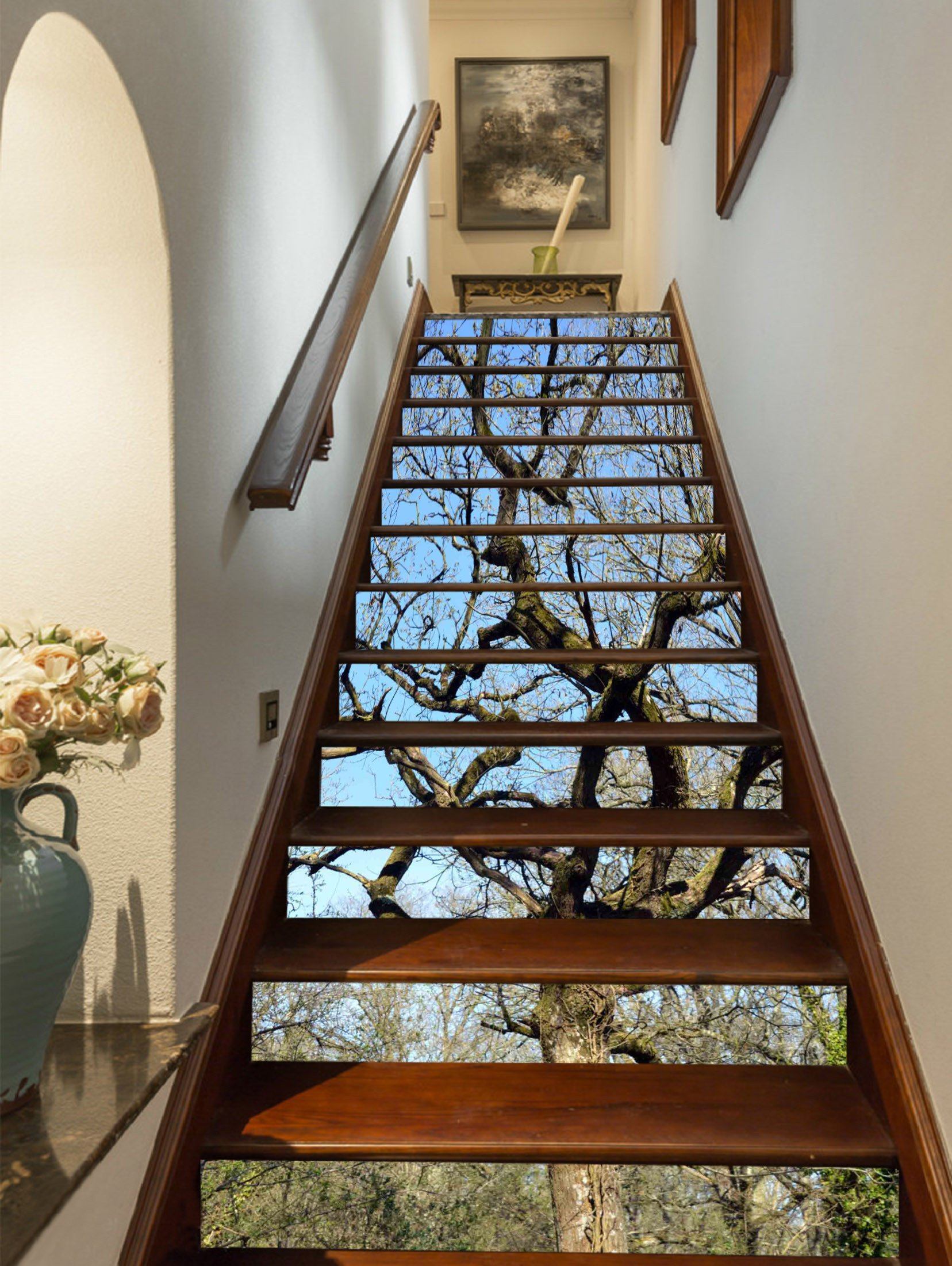 3D Meandering Trees 884 Stair Risers Wallpaper AJ Wallpaper