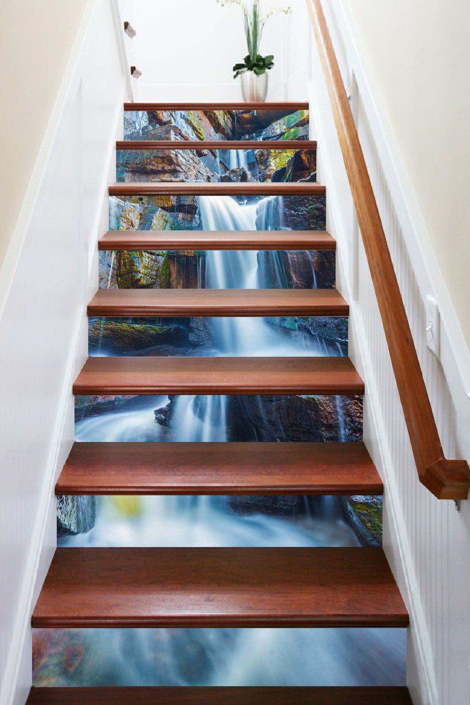 3D Creek Rock Formation 1594 Stair Risers Wallpaper AJ Wallpaper