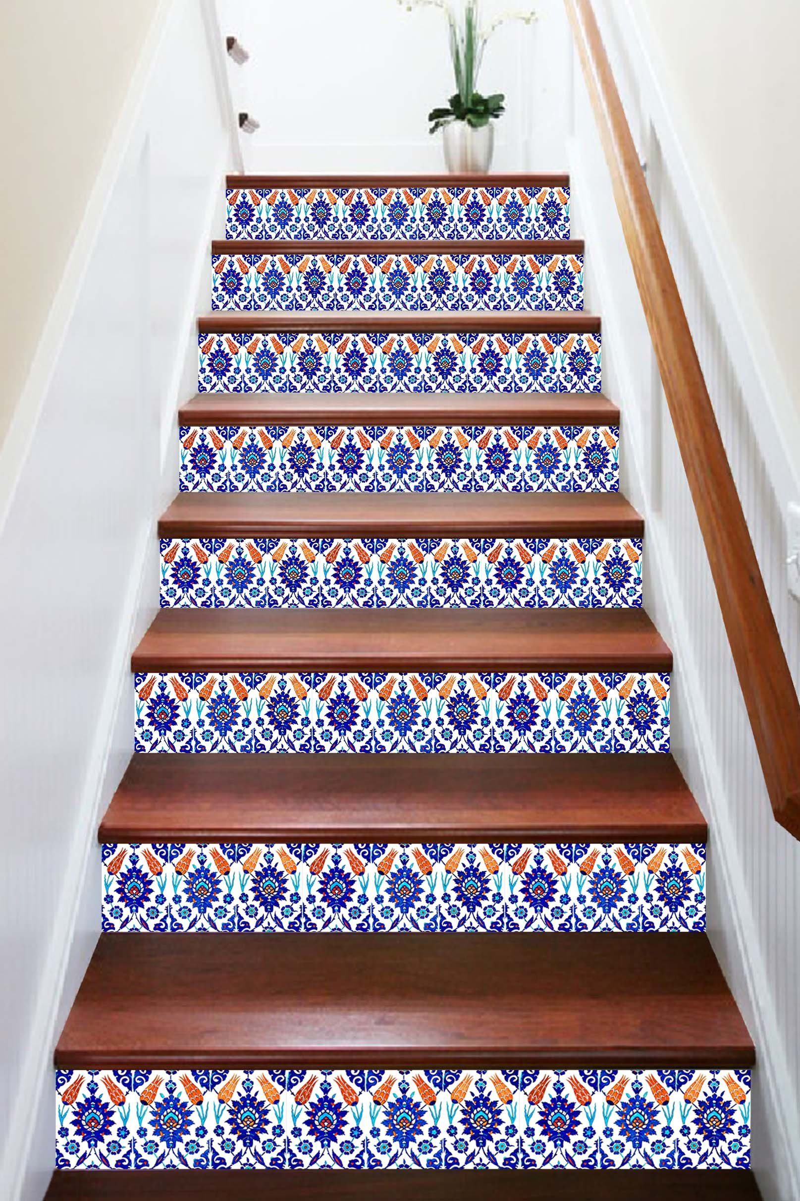 3D Graceful Flower Pattern 1699 Stair Risers Wallpaper AJ Wallpaper