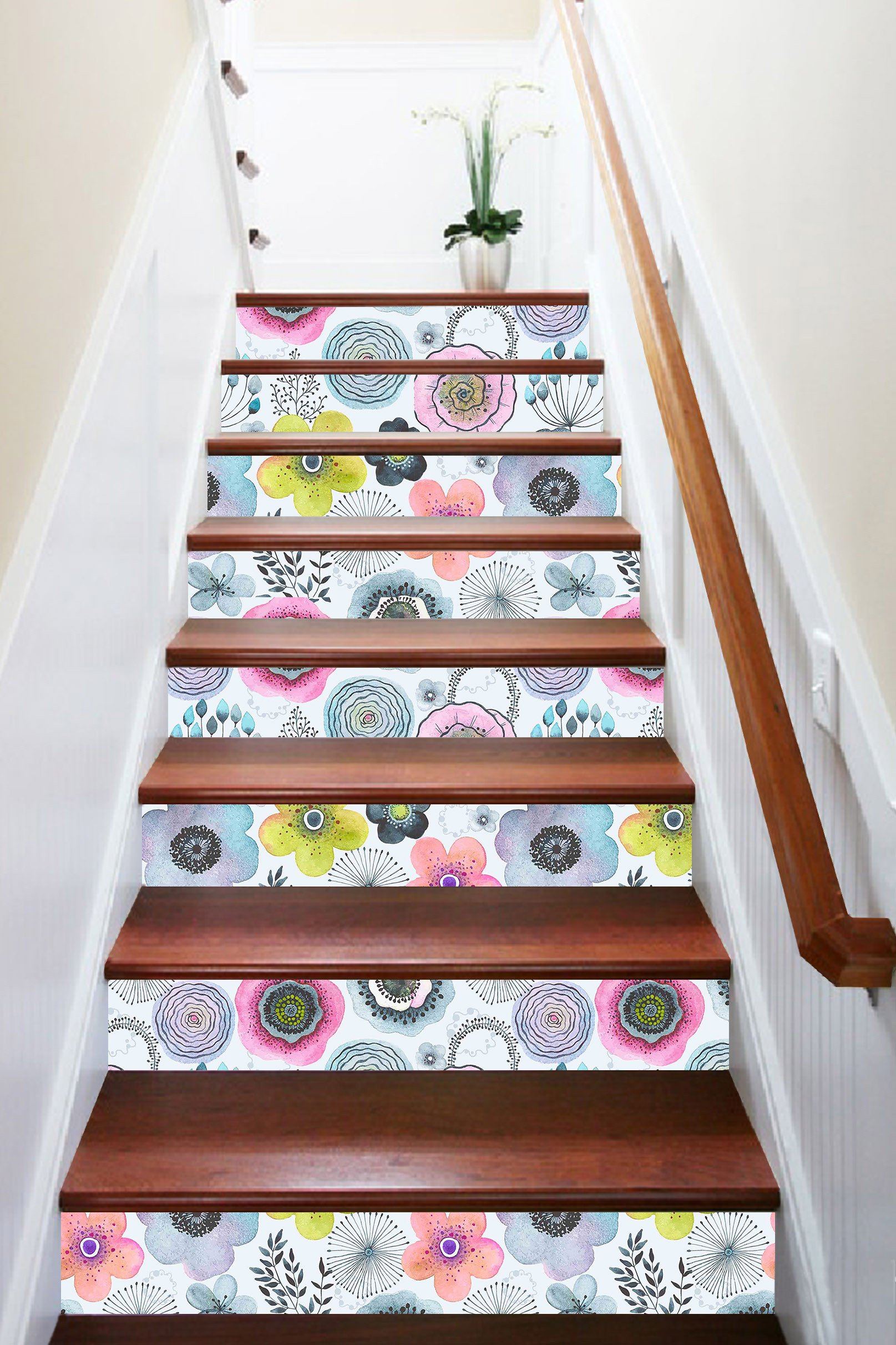 3D Flowers Pattern 1167 Stair Risers Wallpaper AJ Wallpaper
