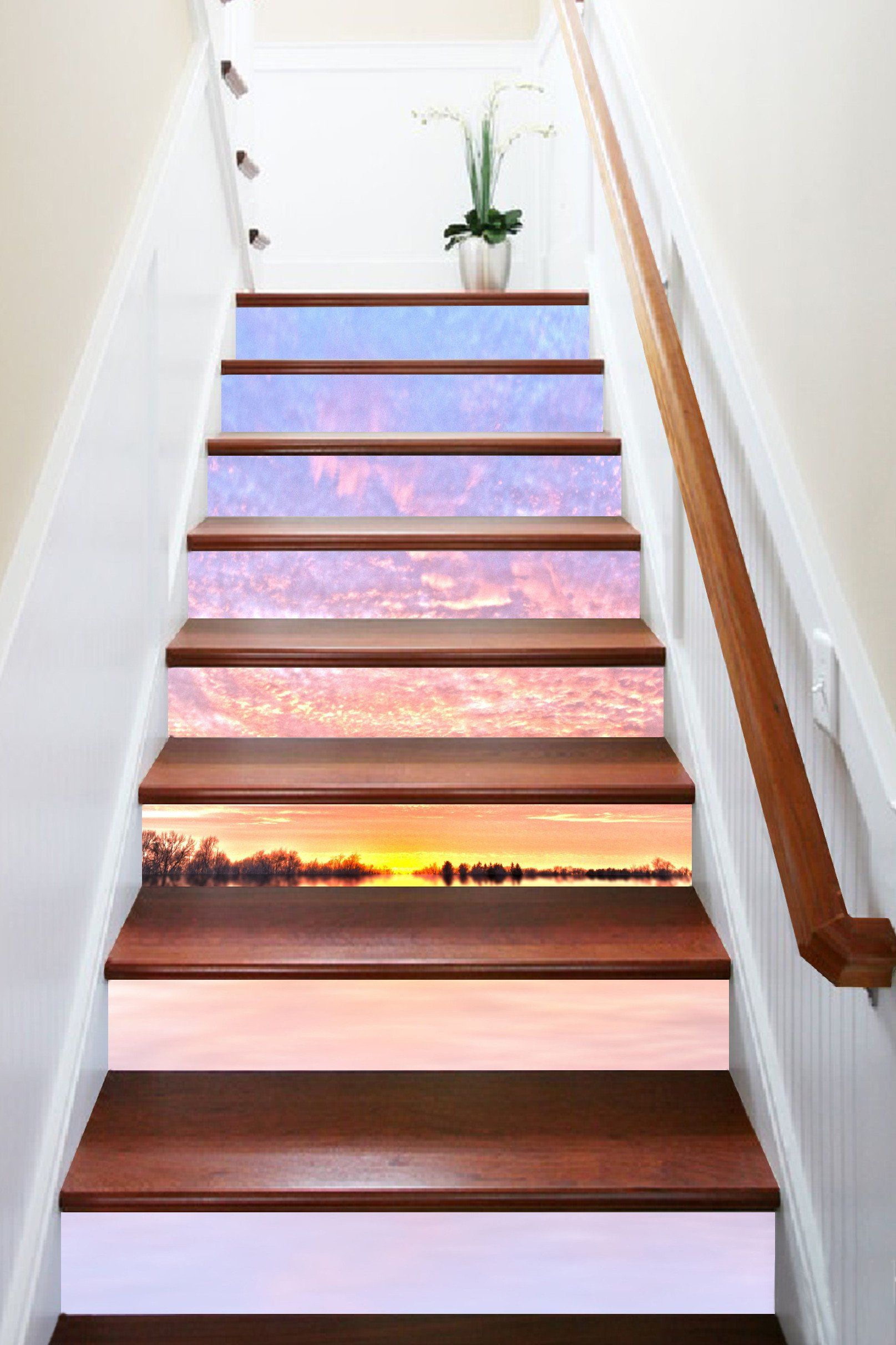3D Lake Sunset Scenery 744 Stair Risers Wallpaper AJ Wallpaper