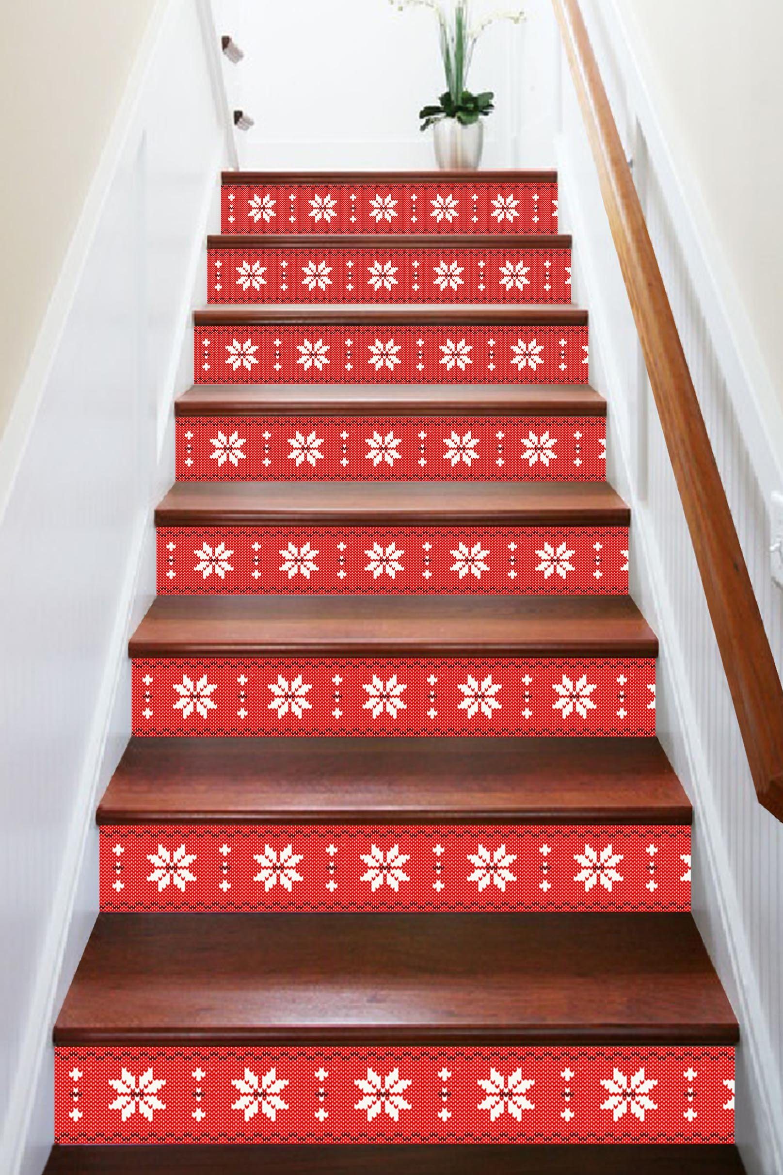 3D Snowflakes Pattern 1686 Stair Risers Wallpaper AJ Wallpaper